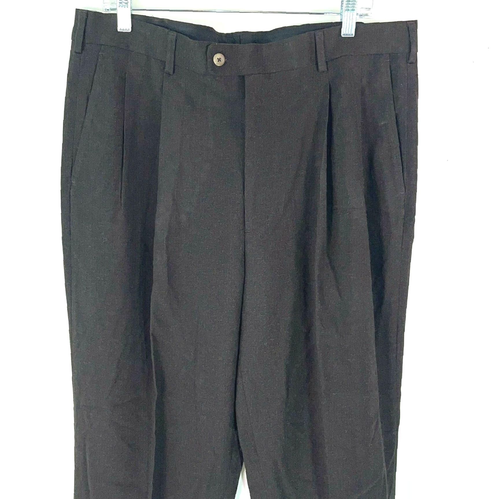 Perry Ellis Perry Ellis Portfolio Mens Flat Front High Rise Dark Gray Dress Pants 38X32 Size US 38 / EU 54 - 2 Thumbnail