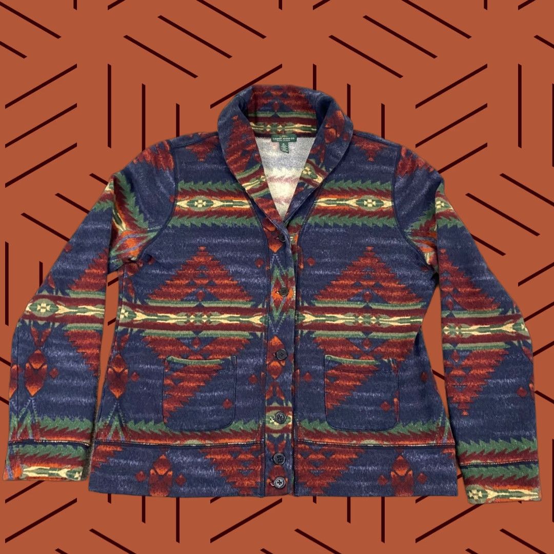 Ralph Lauren VINTAGE is not applicable; use original words only. Ralph Lauren Lauren Jeans Co. Sweater Women XL Aztec Southwestern Shawl Cardigan Size XL / US 12-14 / IT 48-50 - 1 Thumbnail
