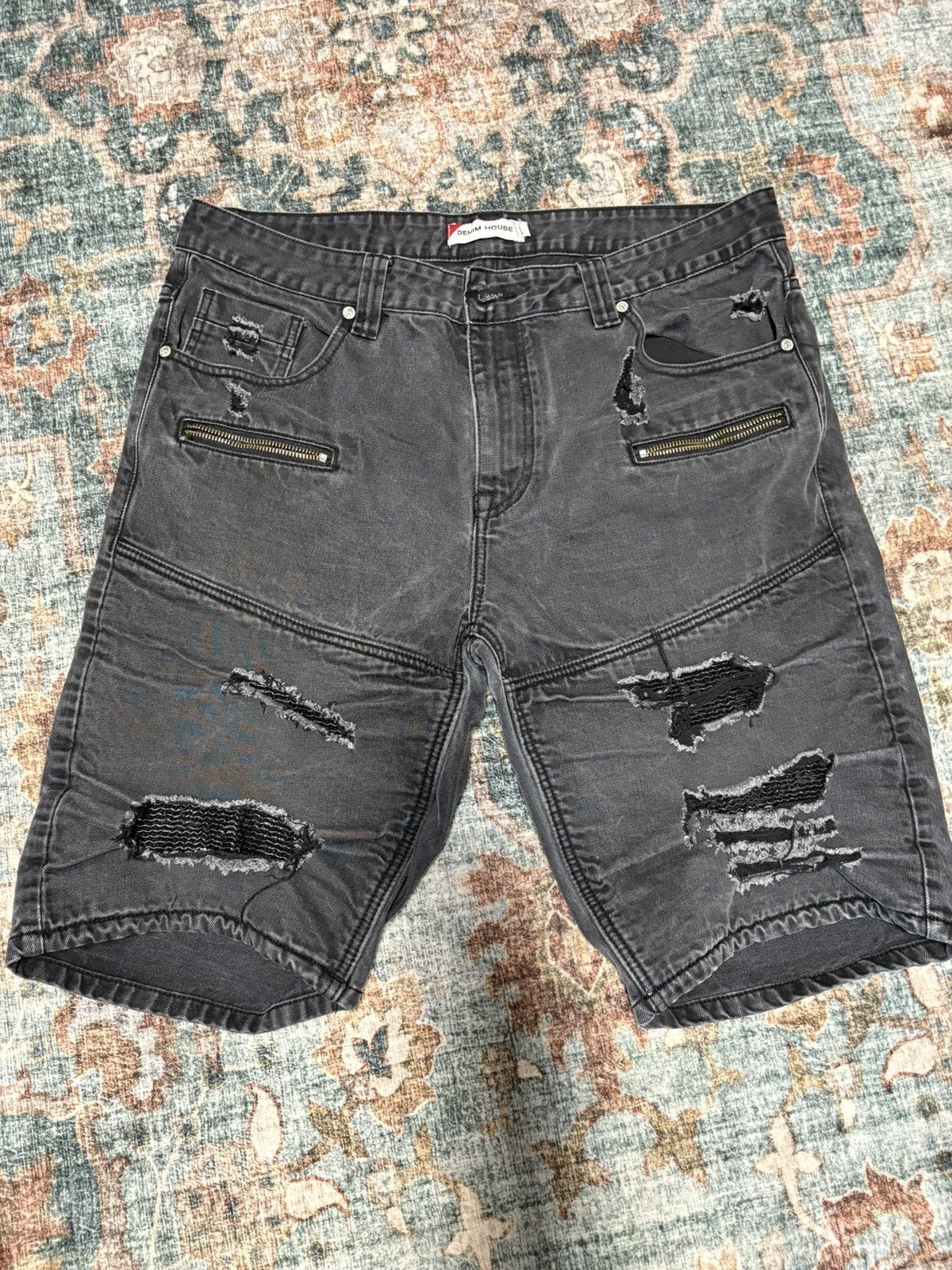 Other Denim House - Black Jorts (Ripped) Size US 36 / EU 52 - 1 Thumbnail