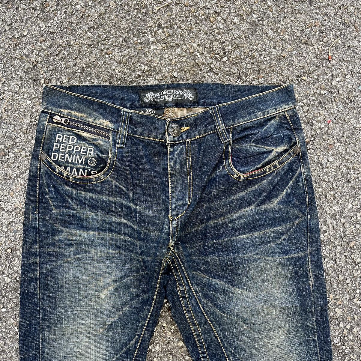 Hysteric Glamour Red Pepper Jeans Gold Label Denim Man’s Clawmark Faded Blue Size US 33 - 7 Thumbnail