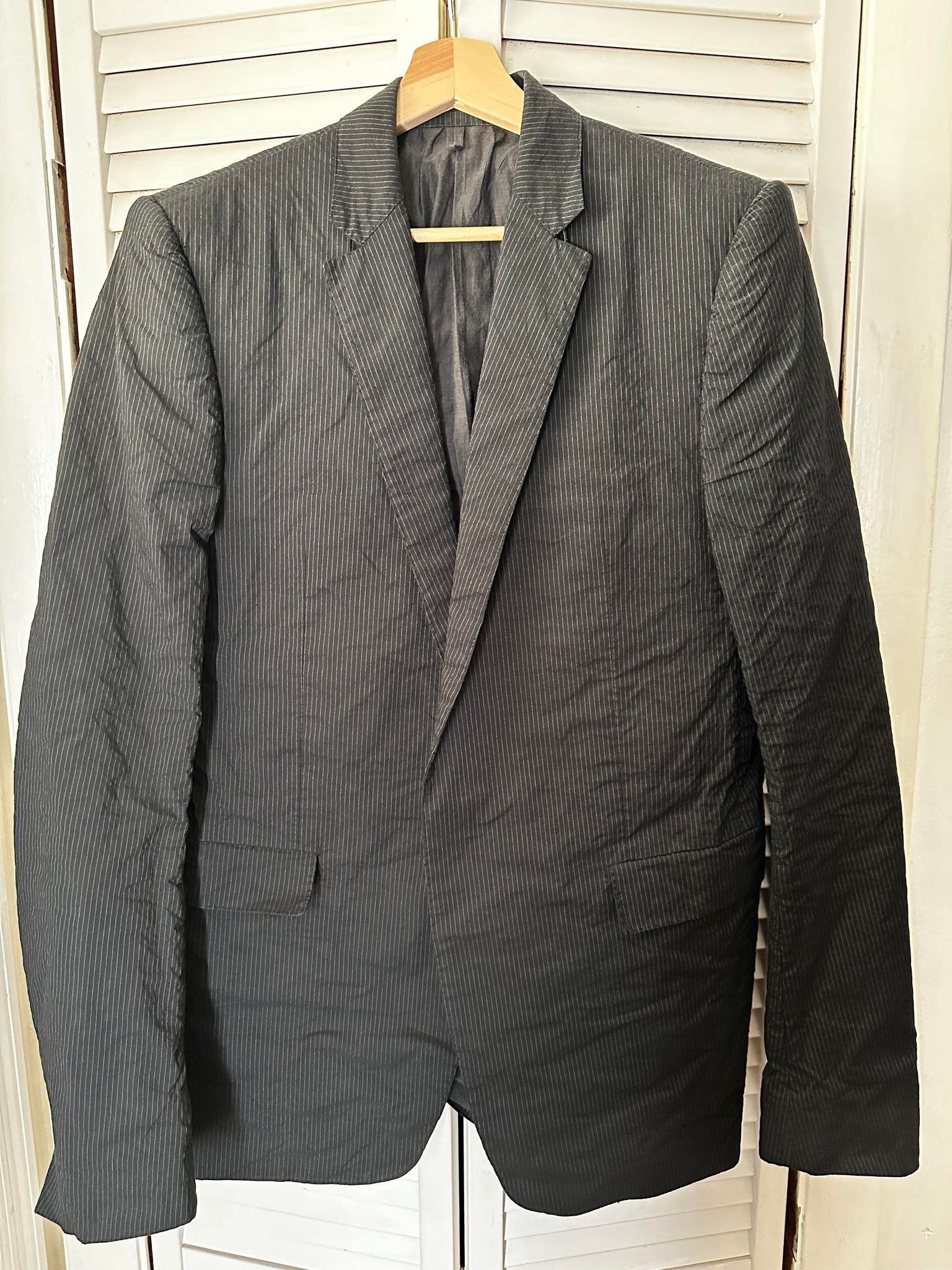 image of Deepti Metal Blazer in Black Pinstripe, Men's (Size Medium)