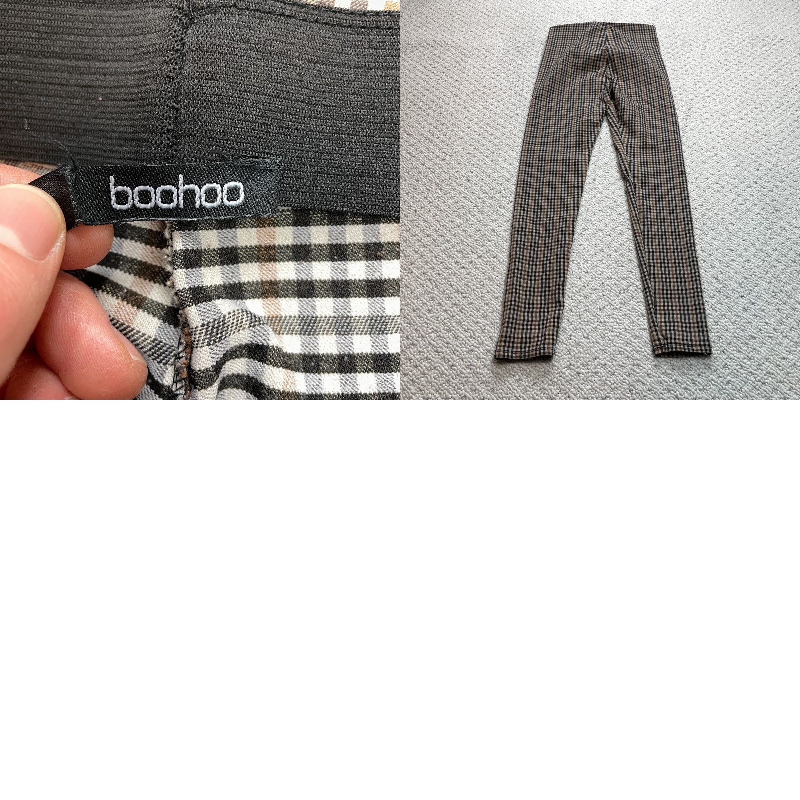Boohoo VINTAGE Boohoo Pants Womens 27x29 Straight Pl?id Brown Plaid High Rise Trousers Stretch Pull On Casual Size 27" / US 4 / IT 40 - 8 Thumbnail