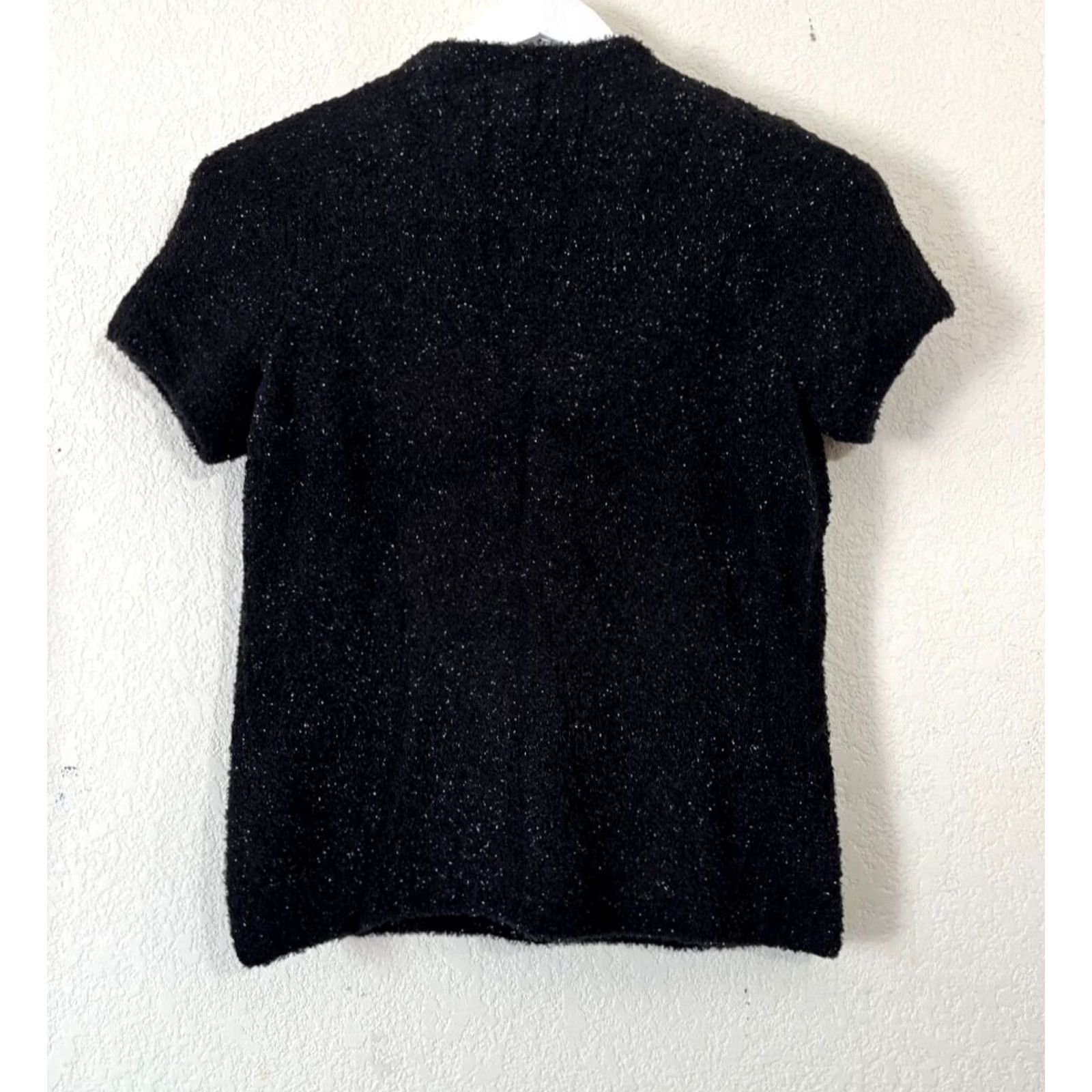 Vintage Sigrid Olsen Womens Sweater Small Black Mock Neck Short Sleeve Knitted Metallic Size S / US 4 / IT 40 - 4 Thumbnail