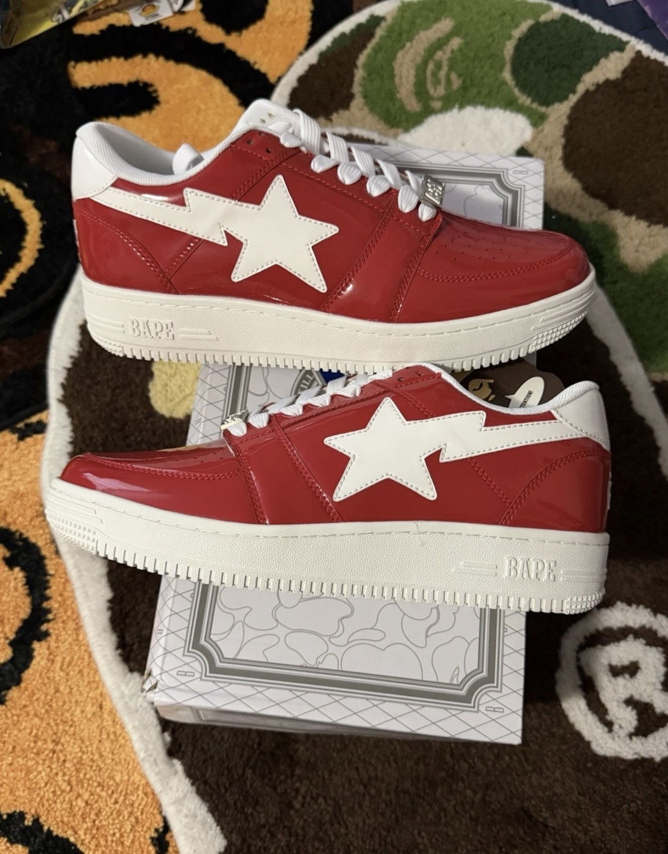 Bape Bape Stas Patent Red Lows Size 9.5 Size US 9.5 / EU 42-43 - 1 Thumbnail