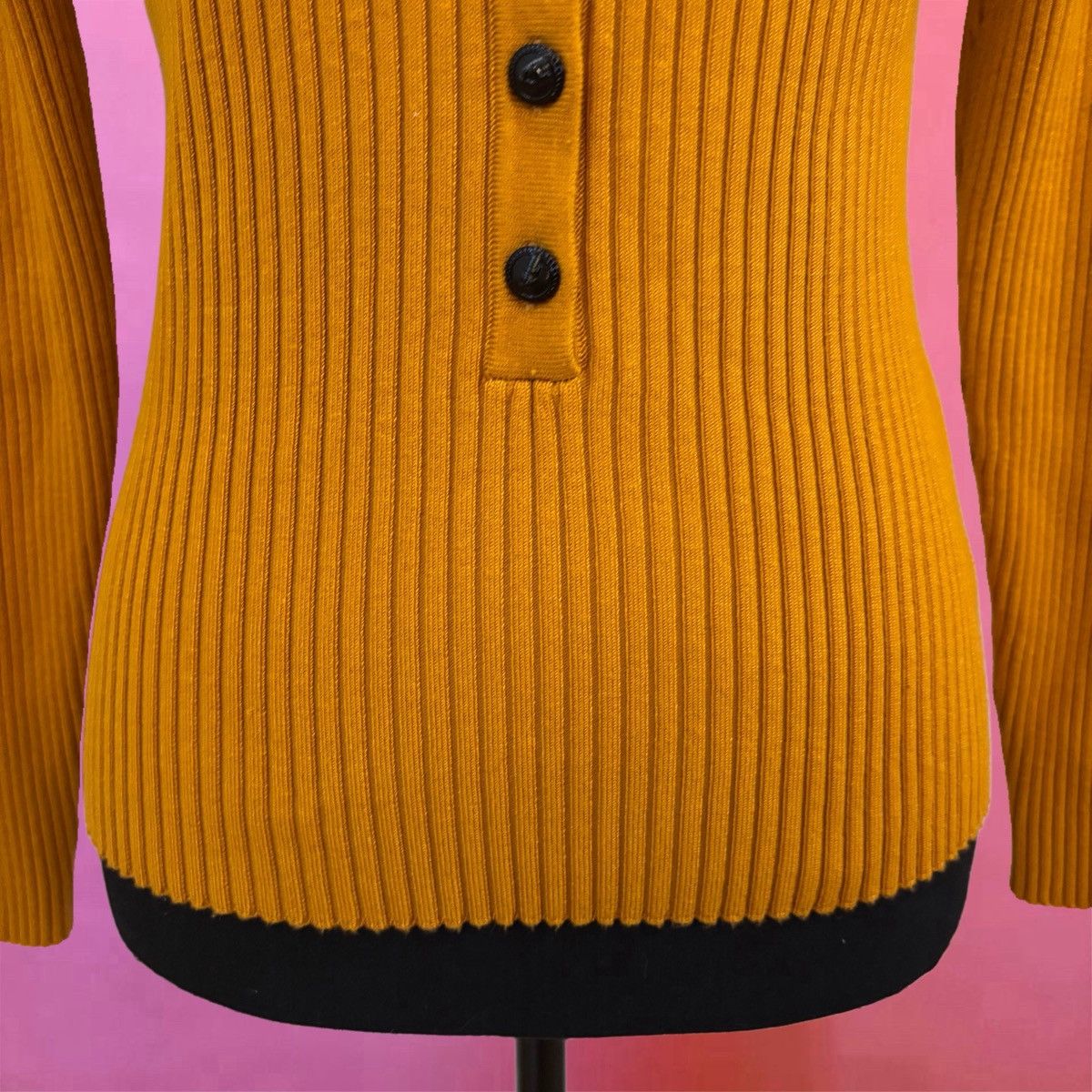 Karl Lagerfeld Karl Lagerfeld Paris Yellow Ribbed Collar Blouse - XS Size XS / US 0-2 / IT 36-38 - 3 Thumbnail