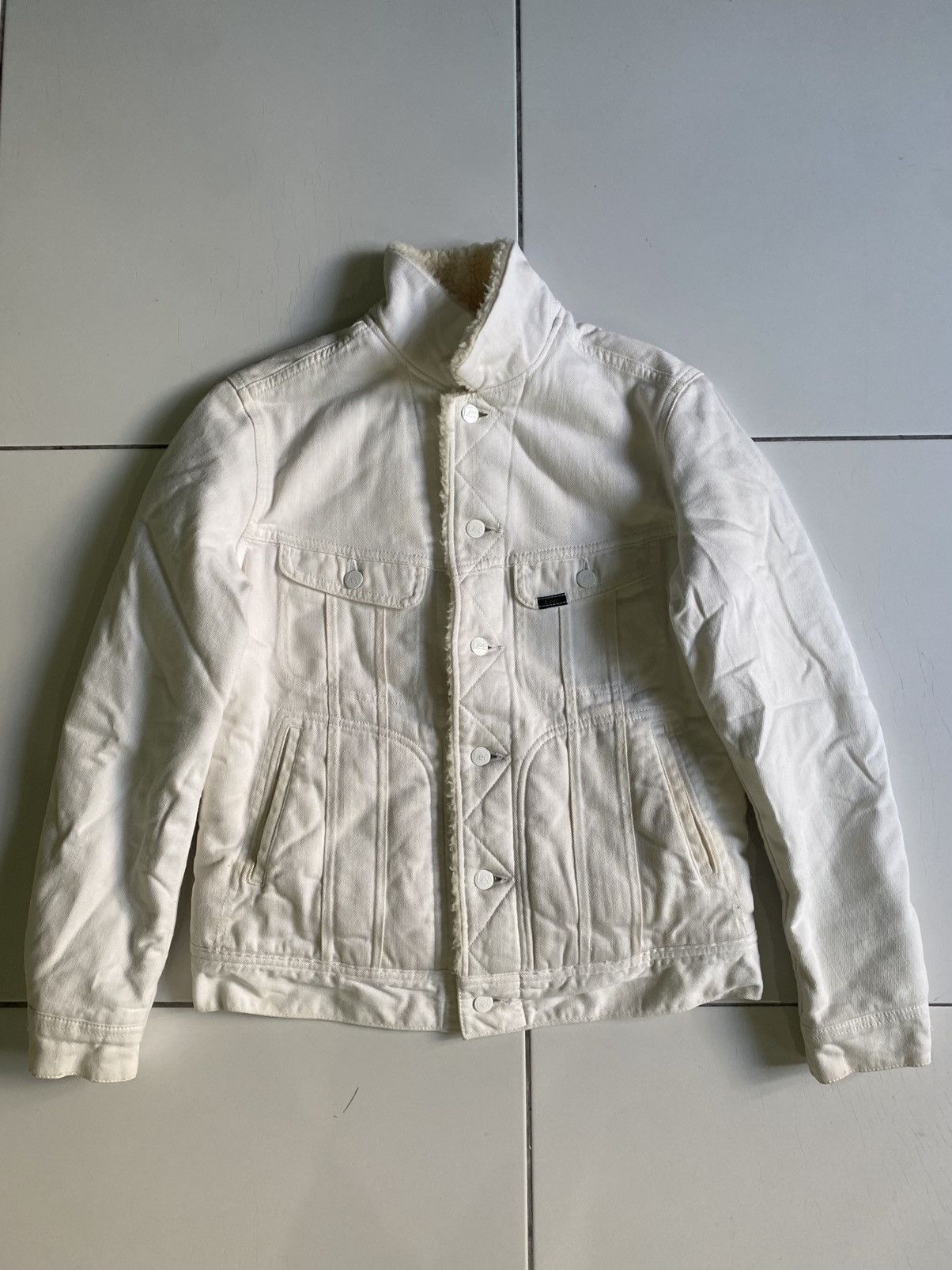 Vintage 90s Lee Rider Sanforized Sherpa jean White Jackers