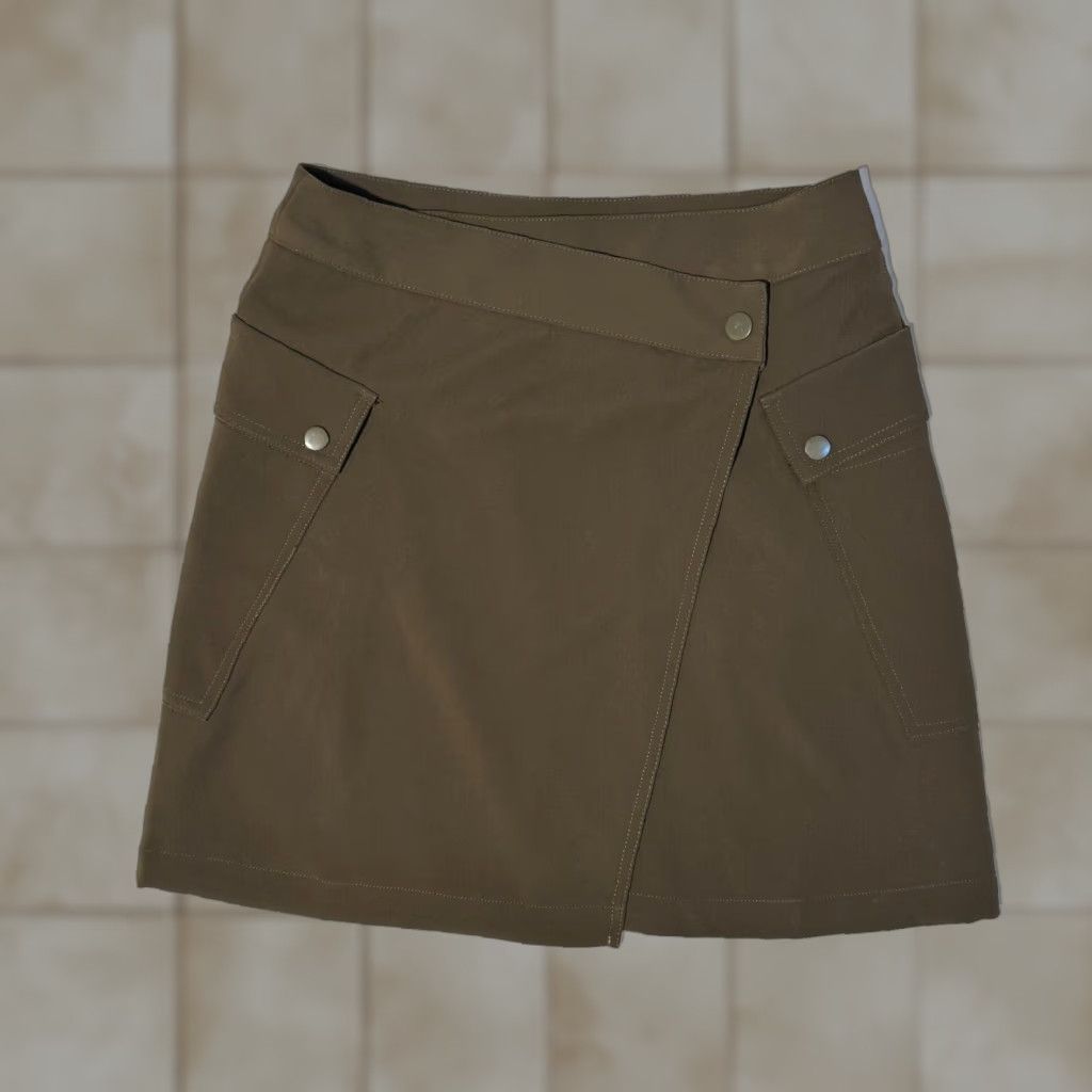 Vintage Bishop + Young Skirt Military Army Green Side Snap Pockets Mini Medium Size 32" / US 10 / IT 46 - 1 Thumbnail