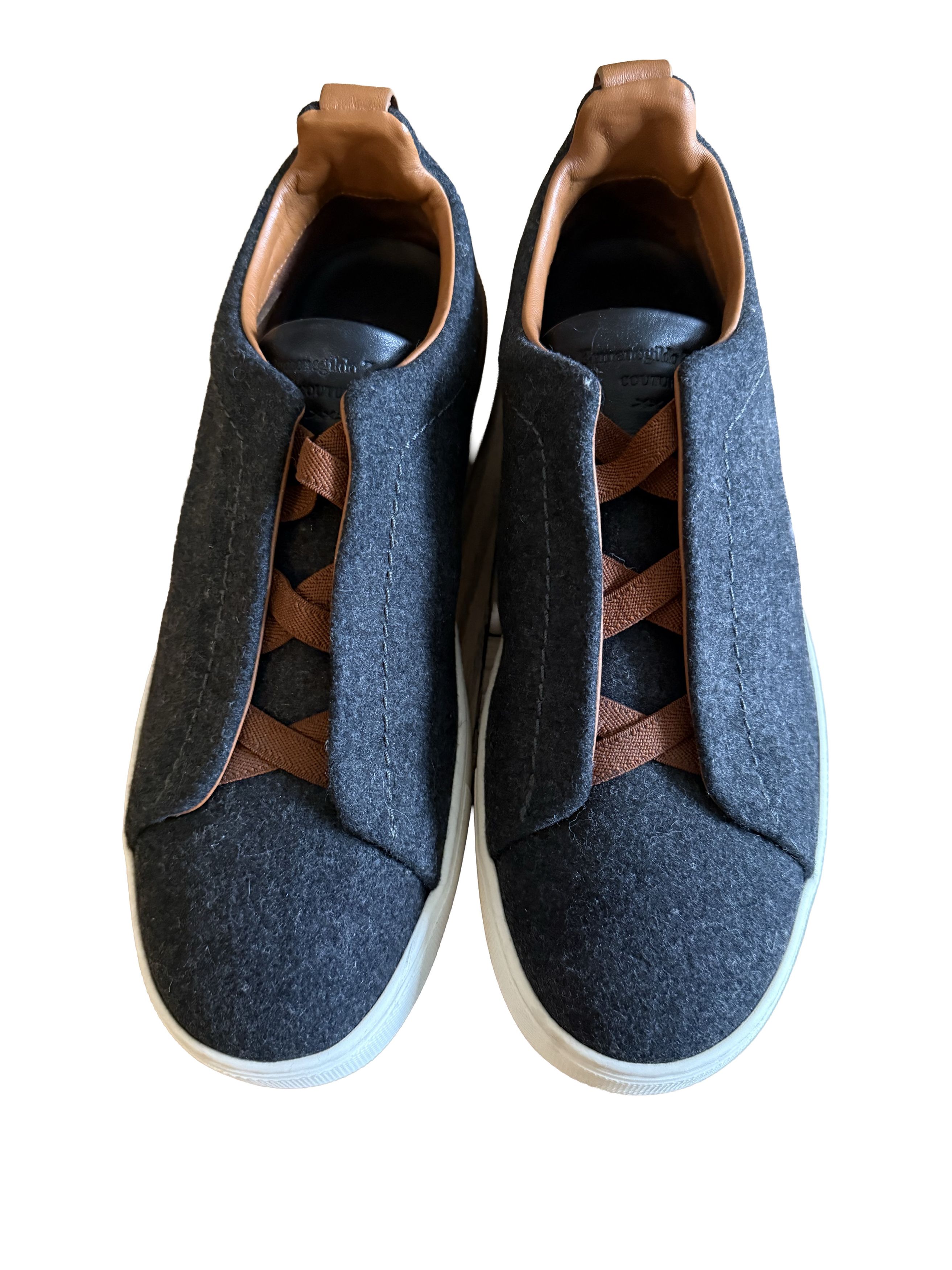 Ermenegildo Zegna Zegna Triple Stitch Gray Wool Leather sneaker Size US 9 / EU 42 - 2 Thumbnail