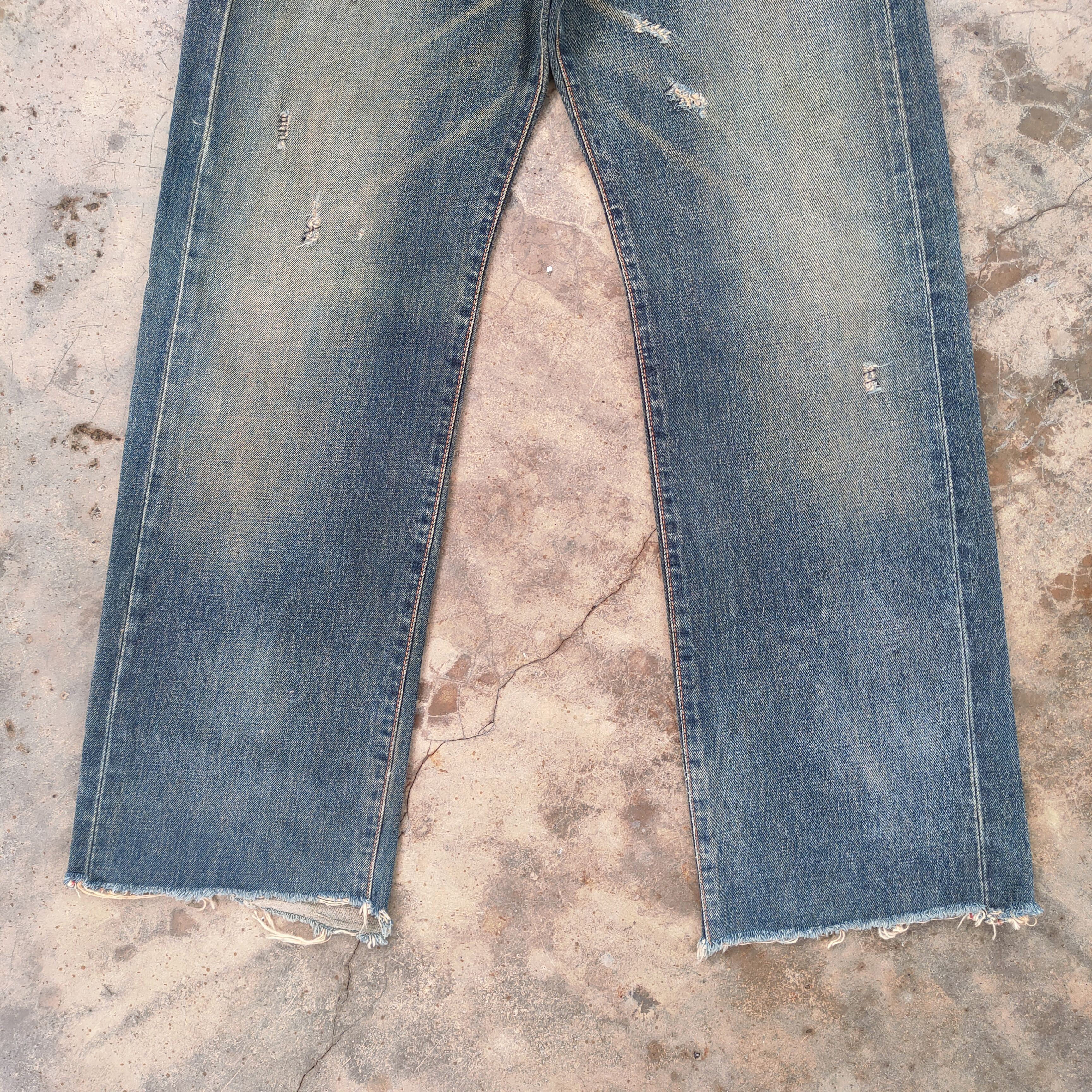 Edwin VINTAGE RUSTY EDWIN ORANGE TAG RIPPED DENIM JEANS PANTS Size US 29 - 4 Thumbnail