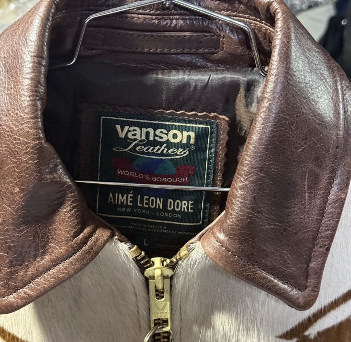 Aime Leon Dore × Vanson Leathers Aime Leon Dore Vanson Pony Hair Bones Leather Jacket Brown L Size US L / EU 52-54 / 3 - 3 Thumbnail