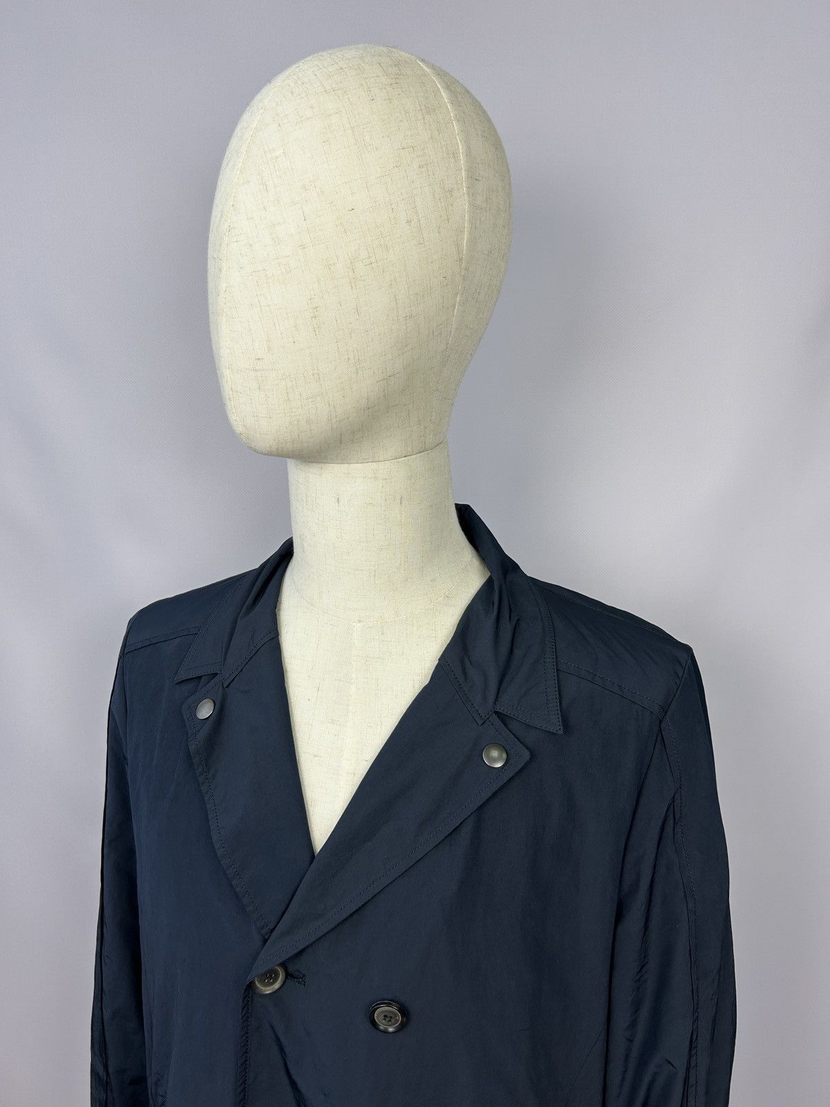 Japanese Brand Cy Choi Double Breasted Navy Nylon Coat Jacket Size L Size US L / EU 52-54 / 3 - 3 Thumbnail