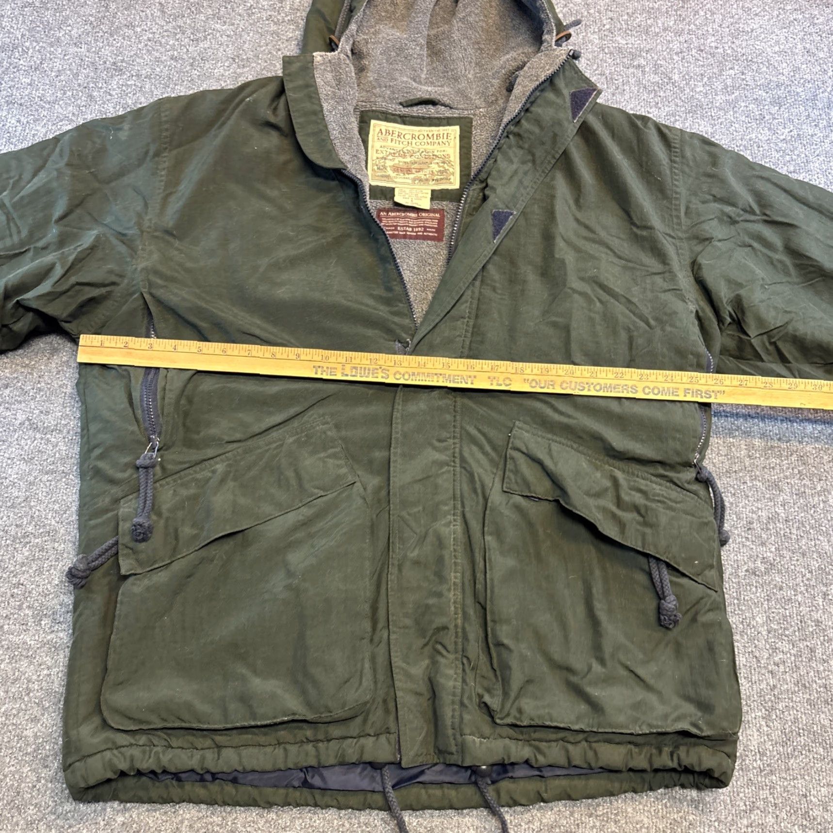 Abercrombie & Fitch VINTAGE Abercrombie & Fitch Parker Hood Fleece Lined Green Jacket Parka Men S Hooded Small Green Mens Size US S / EU 44-46 / 1 - 3 Thumbnail