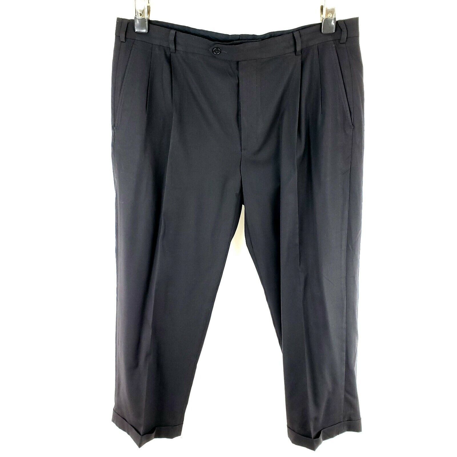 Brooks Brothers Brooks Brothers 346 Wool Black Dress Pants 41/28 Pleated Cuf Size 40R - 2 Thumbnail