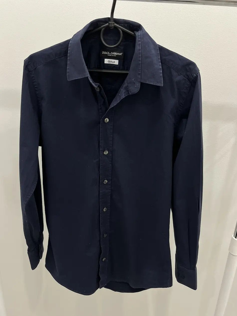 Dolce & Gabbana Dolce & Gabbana Gold Cotton Button Up Shirt With Logo Size US S / EU 44-46 / 1 - 1 Thumbnail