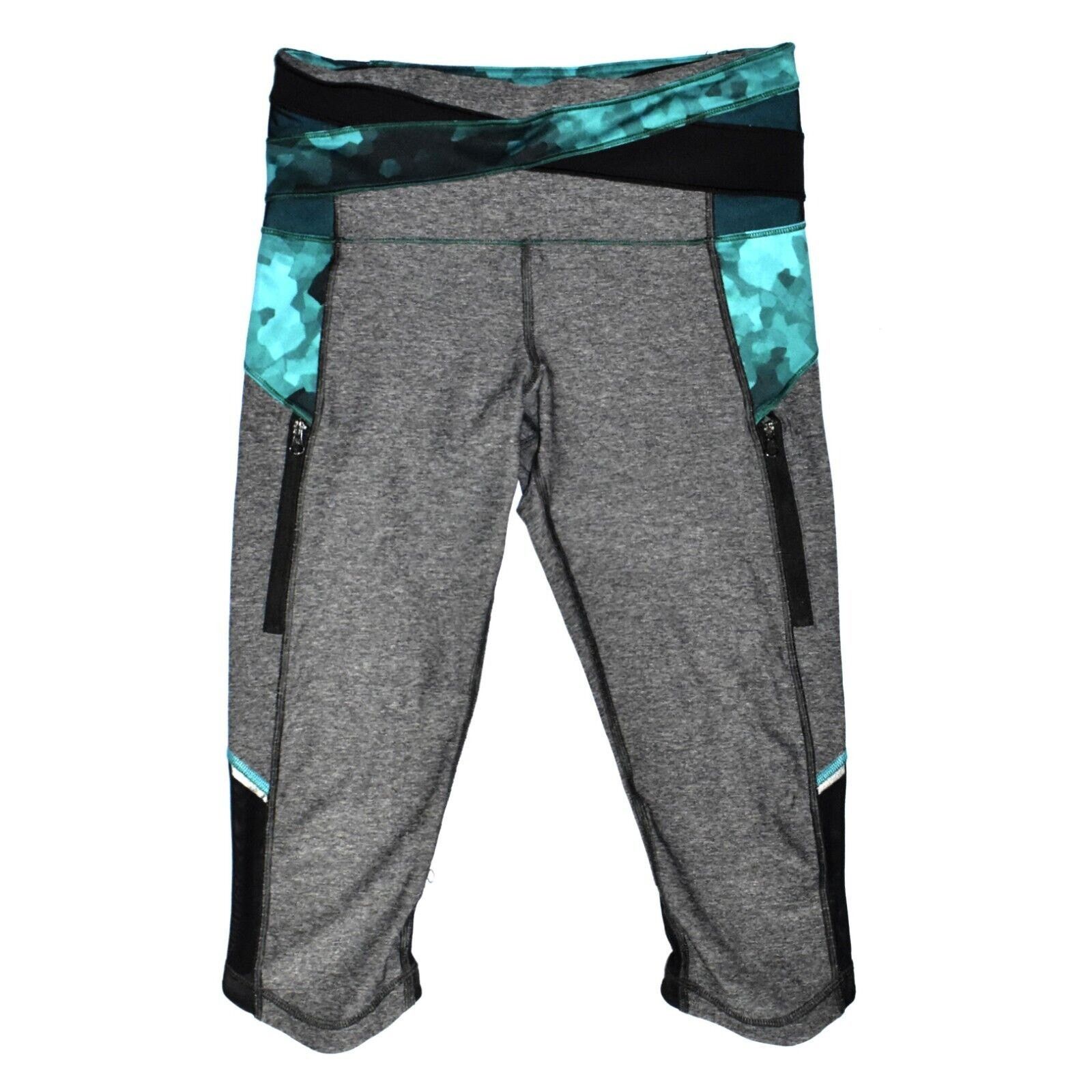 Lululemon LULULEMON Kris Cross Crop Aqua Exposed Zipper Capri Pants 6 Size 27" / US 4 / IT 40 - 2 Thumbnail