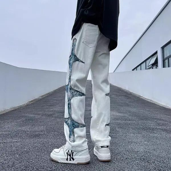 VIBE Street retro contrast color patchwork embroidered pants Size US 30 / EU 46 - 2 Thumbnail