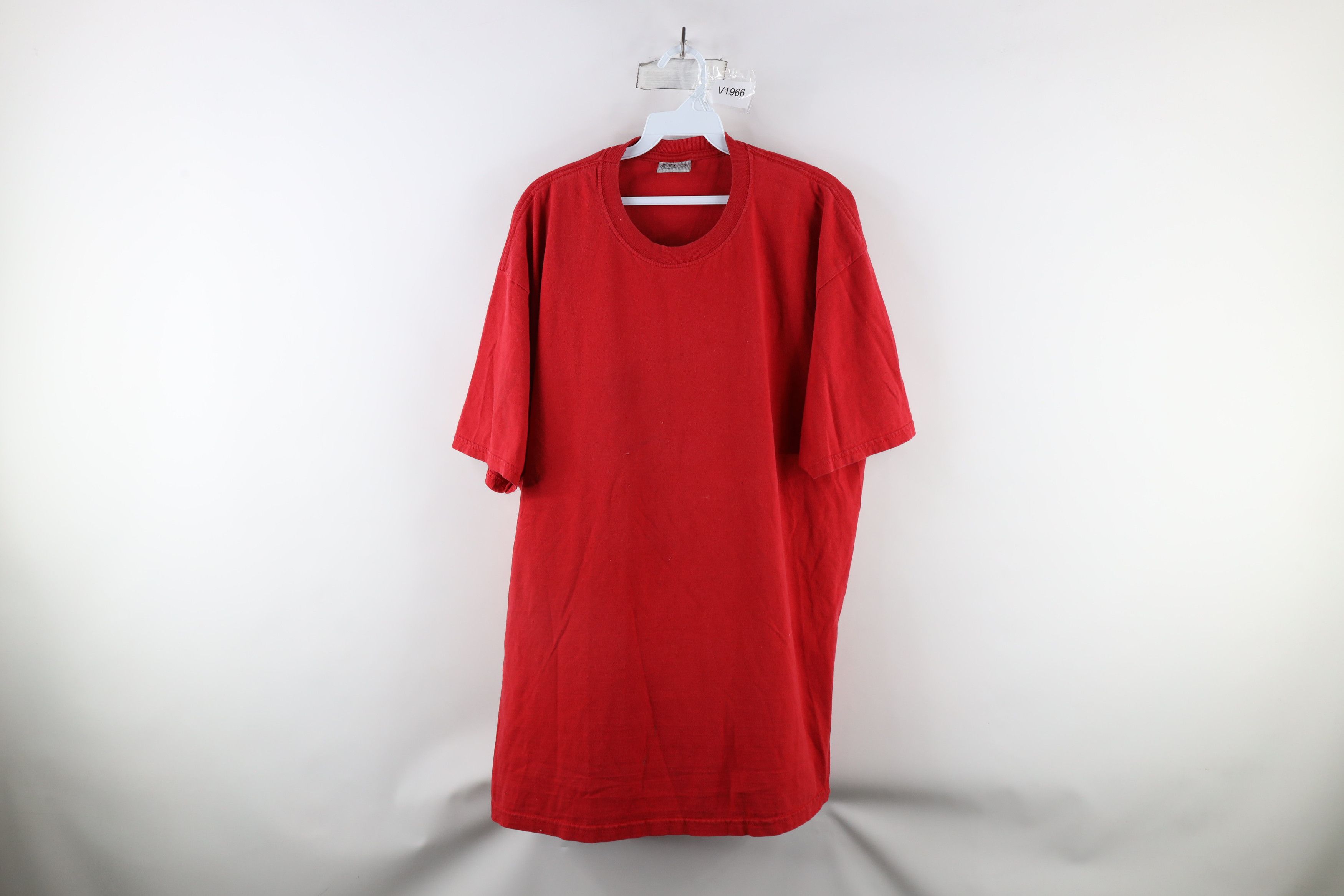 Vintage Vintage 90s Streetwear Blank Baggy Fit Cotton T-Shirt Red Size US XL / EU 56 / 4 - 1 Thumbnail