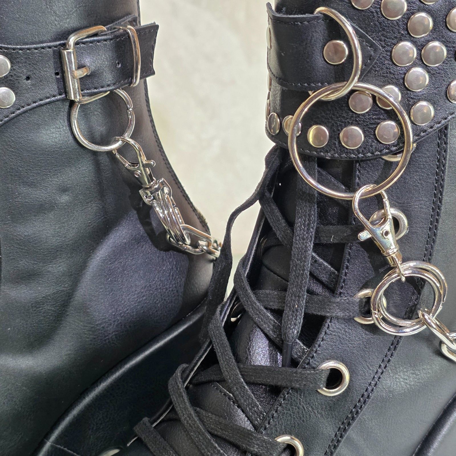Demonia Cult DEMONIA Camel 65 Stacked Black Matte V-Leather Platform Goth Size US 11 / IT 41 - 7 Thumbnail