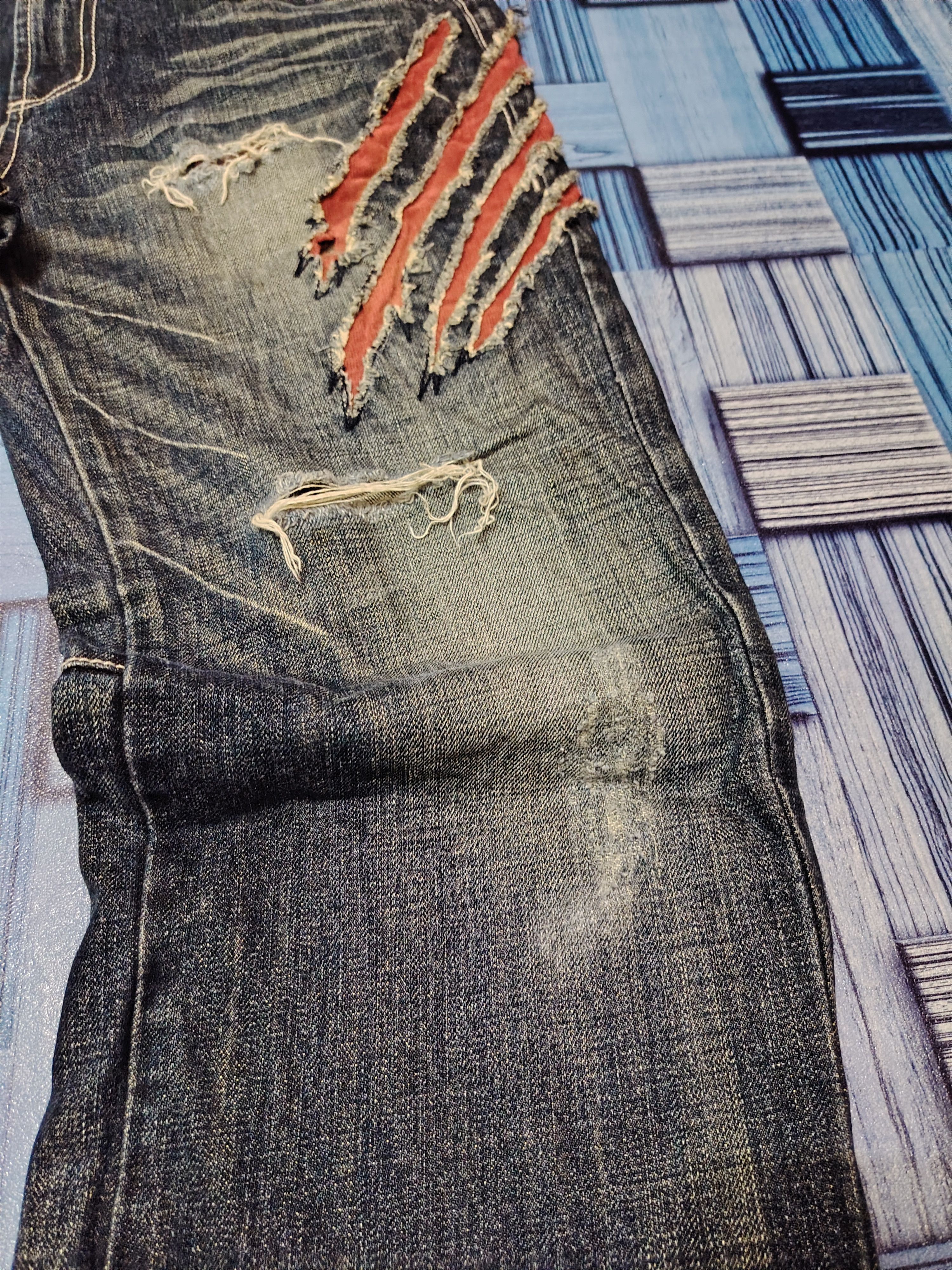 Japanese Brand Distressed denim osaka big train flared jeans Size US 31 - 3 Thumbnail