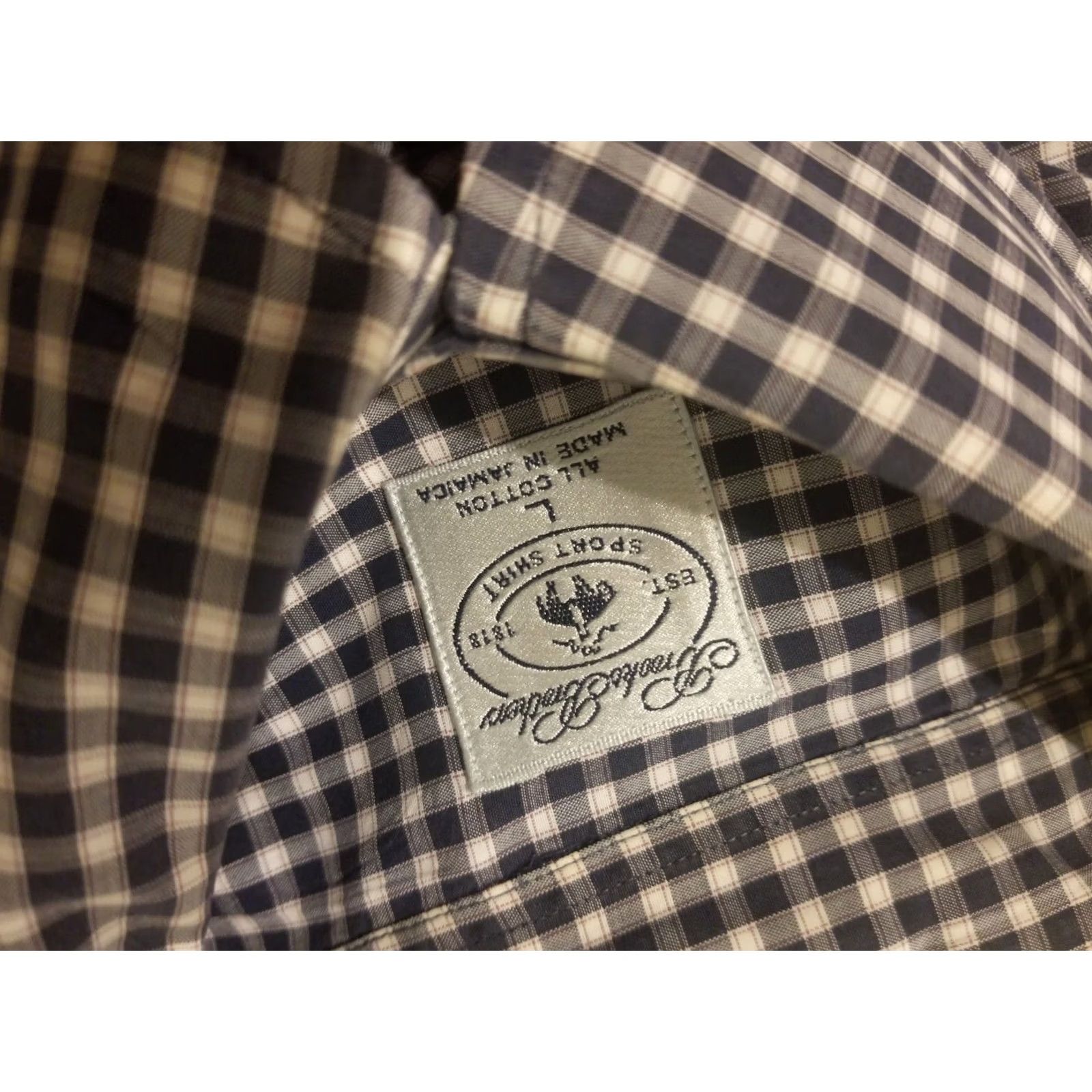 Brooks Brothers Brooks Brothers Shirt Button Cotton Short Sleeve L Large Navy Blue Mens Size 42R - 3 Thumbnail