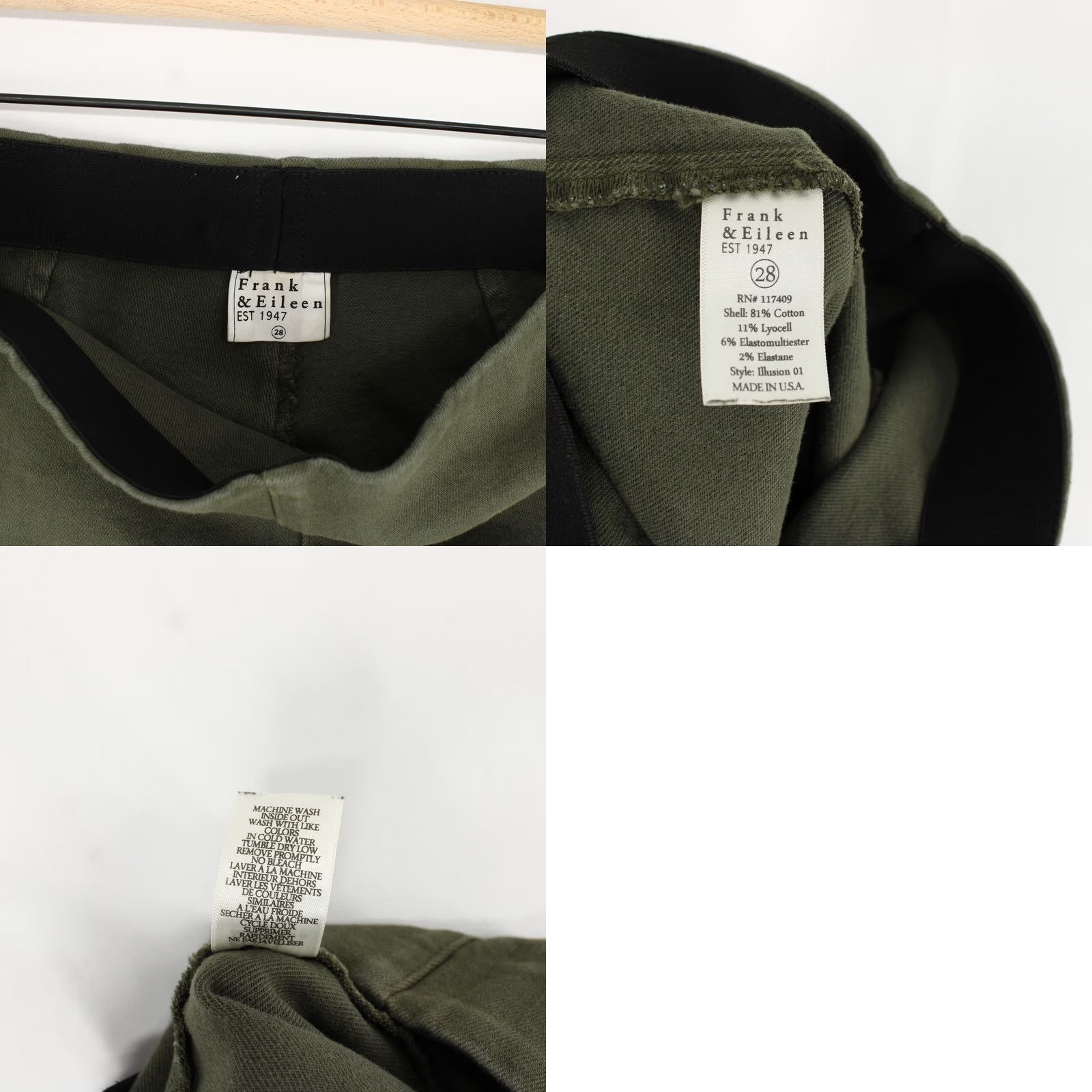 Frank & Eileen Frank & Eileen Derry Illusion Pants Womens 28 Green Pull On Slim Straight Ankle Denim Stretch Raw Hem United States 2010s Mens Womens Girls Size 28" / US 6 / IT 42 - 8 Thumbnail
