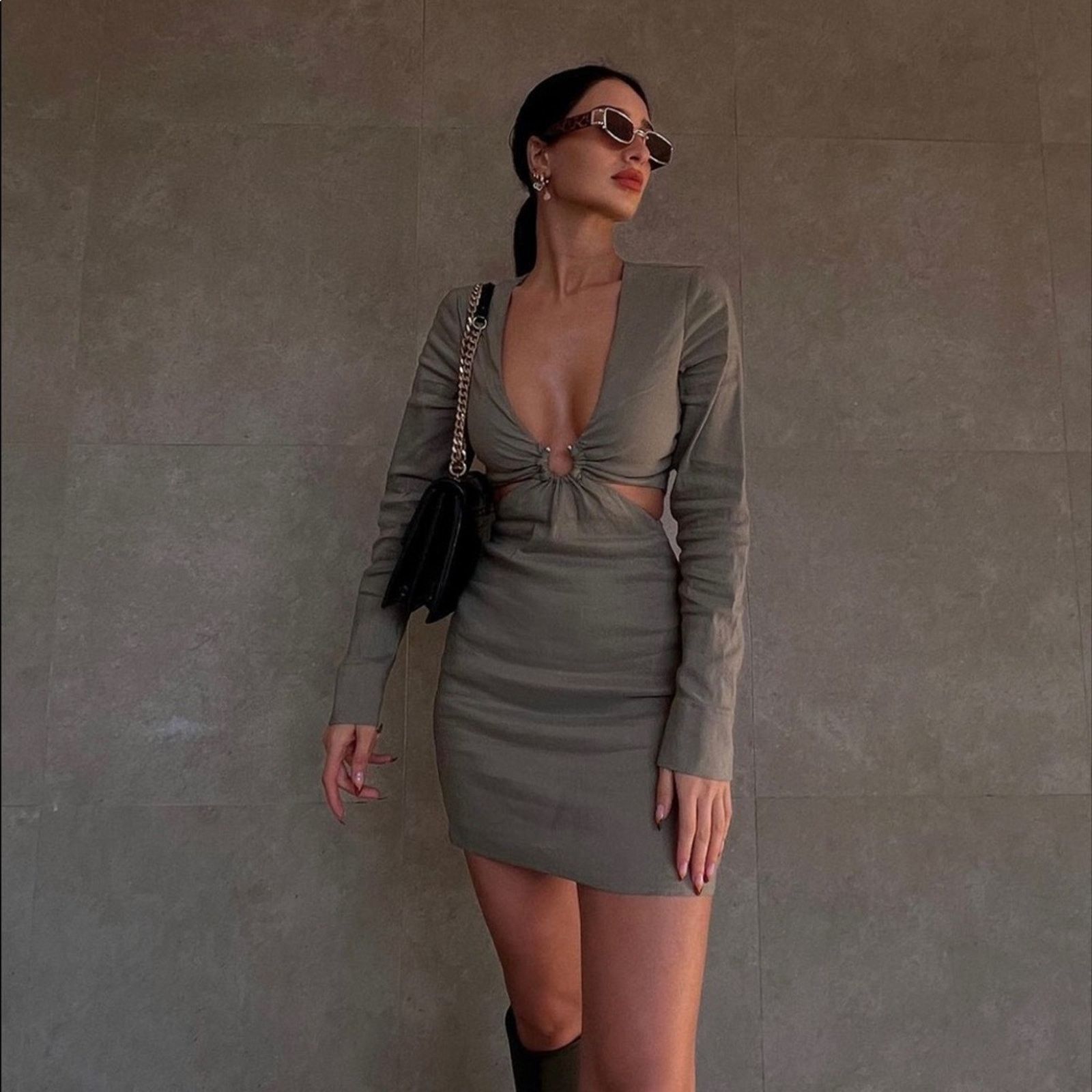 Zara ZARA BLOGGER FAVORITE STRETCHY LINEN BLEND SHORT DRESS Size S / US 4 / IT 40 - 5 Thumbnail
