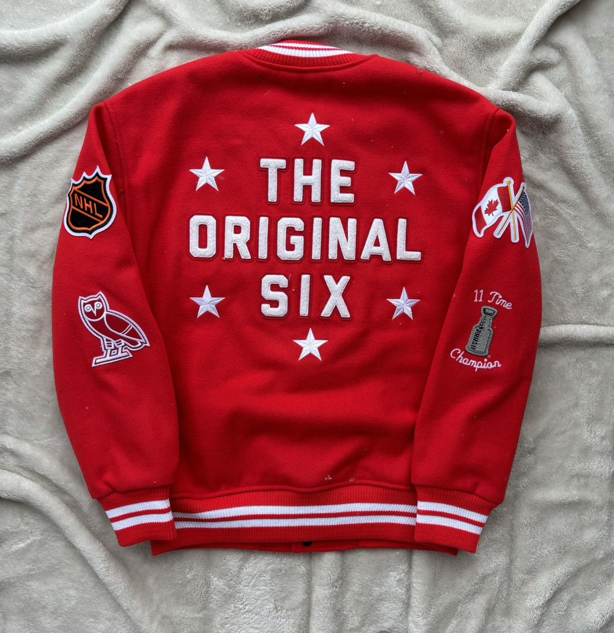 October's Very Own OVO x NHL Detroit Red Wings Varsity Jacket Size US XXL / EU 58 / 5 - 4 Thumbnail