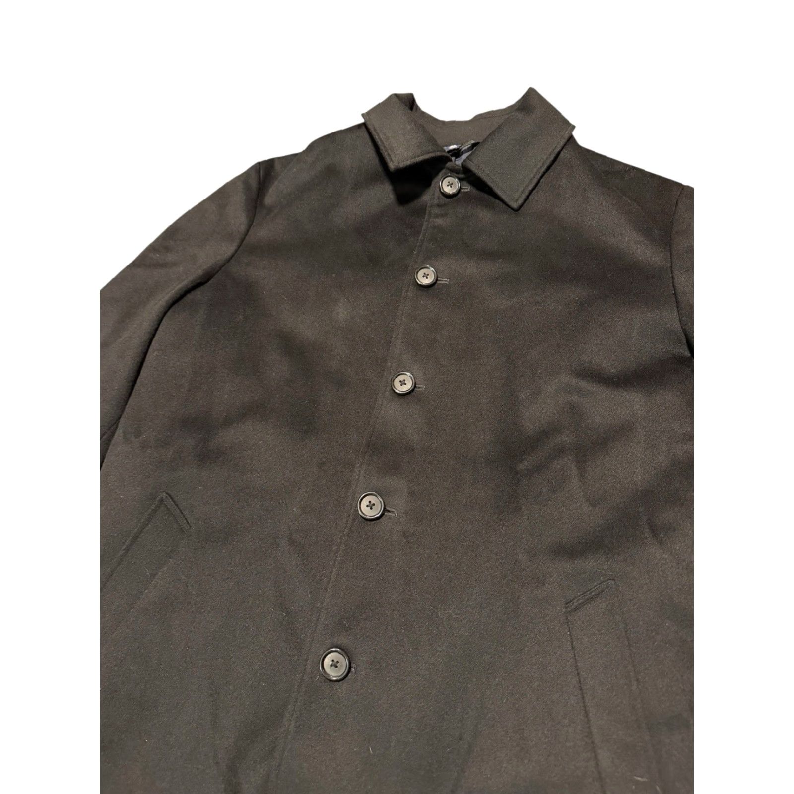 Vintage Turnbury Loro Piana Storm System Mens 42L Black Overcoat Trench Jacket Fleece Coat Wool Regular Long Solid Pattern Dress/Workwear Size US XS / EU 42 / 0 - 6 Thumbnail