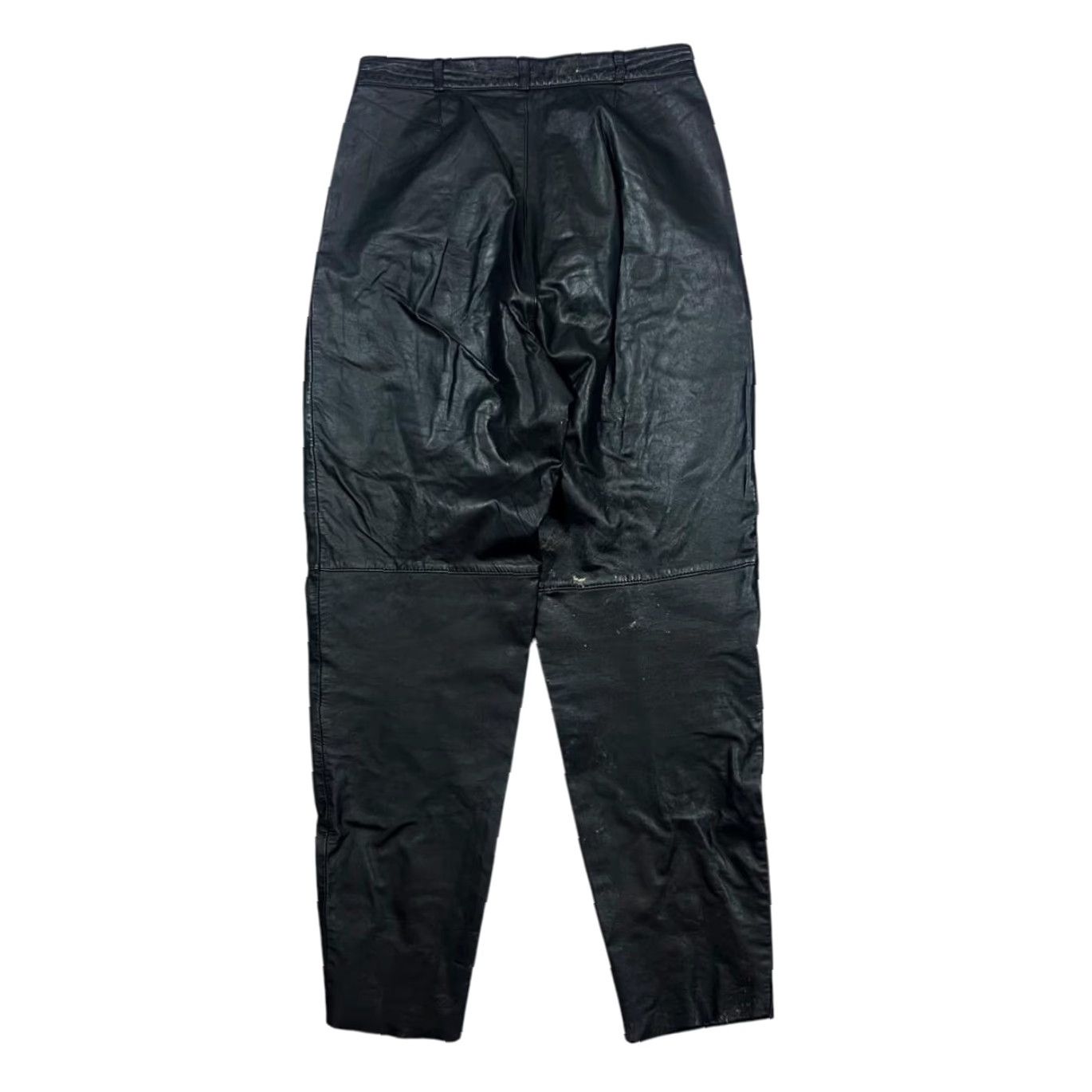Toffs VINTAGE TOFF LONDON Made In Brazil Genuine Real Black Leather Motorcycle Trousers 30W Women's Trousers Motorcycle Black Leather 90s Style Mens Womens Size 30" / US 8 / IT 44 - 3 Thumbnail