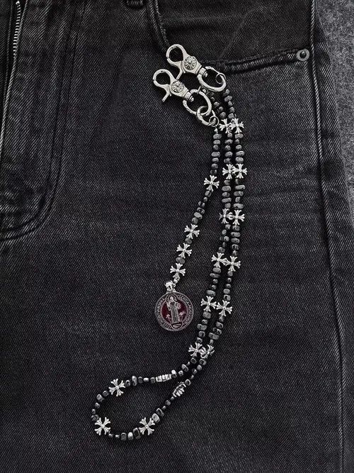 Jewelry Metal Cross Wallet Chain,Y2K Jeans Chain,Gothic Pants Chain Size ONE SIZE - 5 Thumbnail