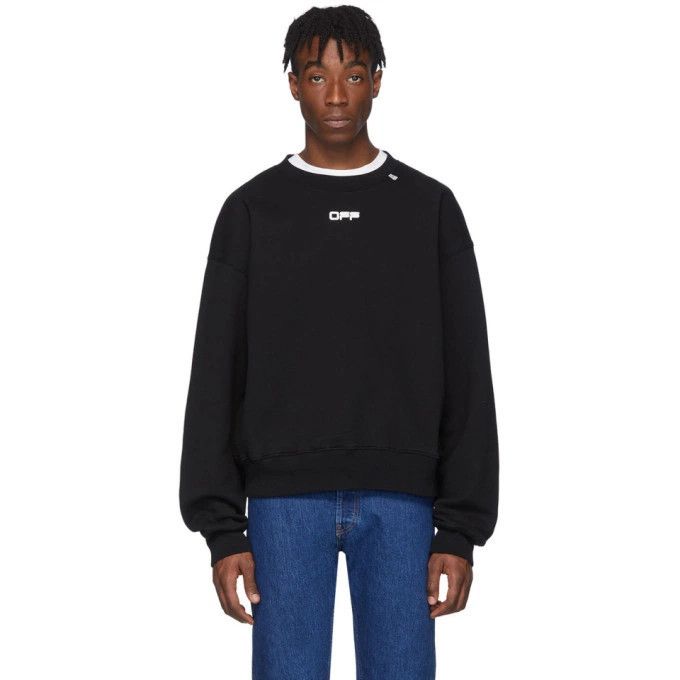 Off-White Black Wavy Line Logo Oversized Sweatshirt Size US M / EU 48-50 / 2 - 3 Thumbnail