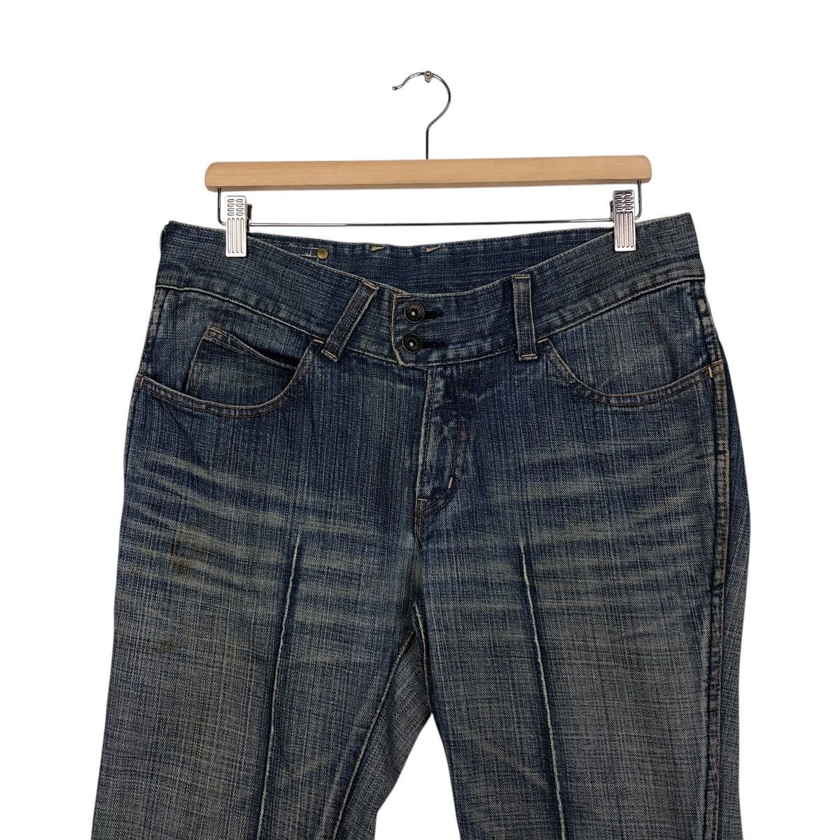 Japanese Brand Buffalo Jeans Y2K Moto Seam Denim — Early 2000s Archive Fade Size 33" - 4 Thumbnail