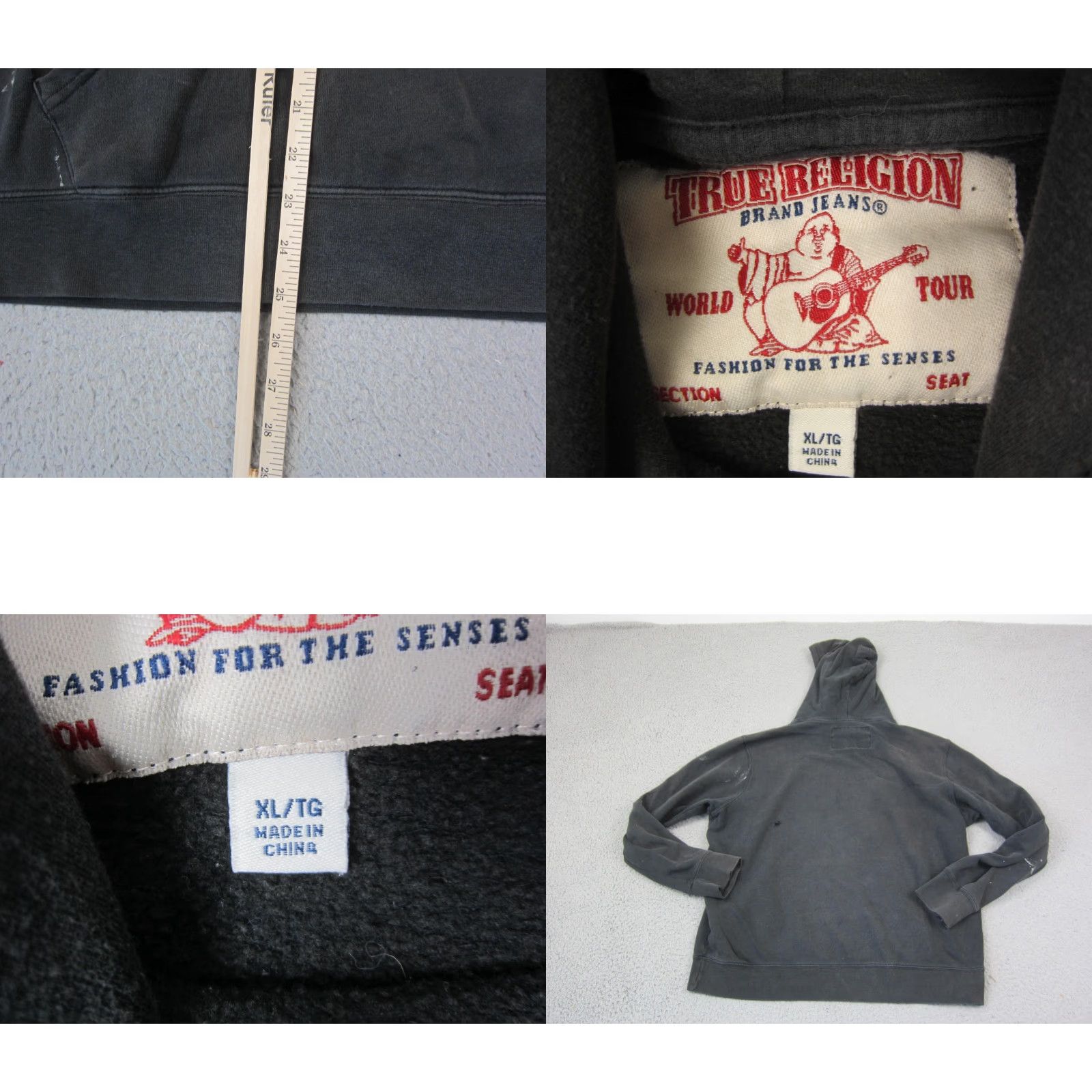 True Religion True Religion Hoodie Mens XL Black World Tour Sweatshirt Fleece Pullover Hooded Pockets Warm Winter Fall Spring Clothing Size US XL / EU 56 / 4 - 8 Thumbnail