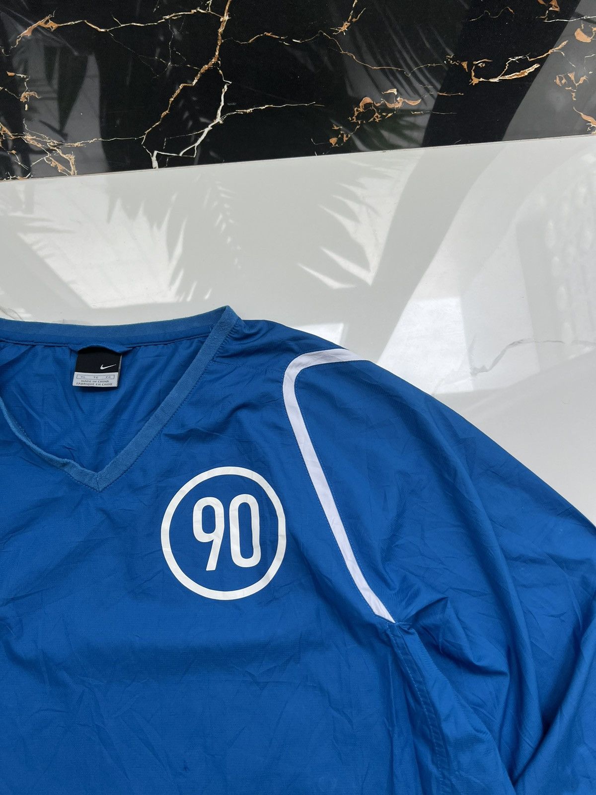 Nike × Vintage 90’s NIKE TOTALNINETY RETRO RARE NYLON V-NECK SWEATSHIRT Size US XL / EU 56 / 4 - 2 Thumbnail