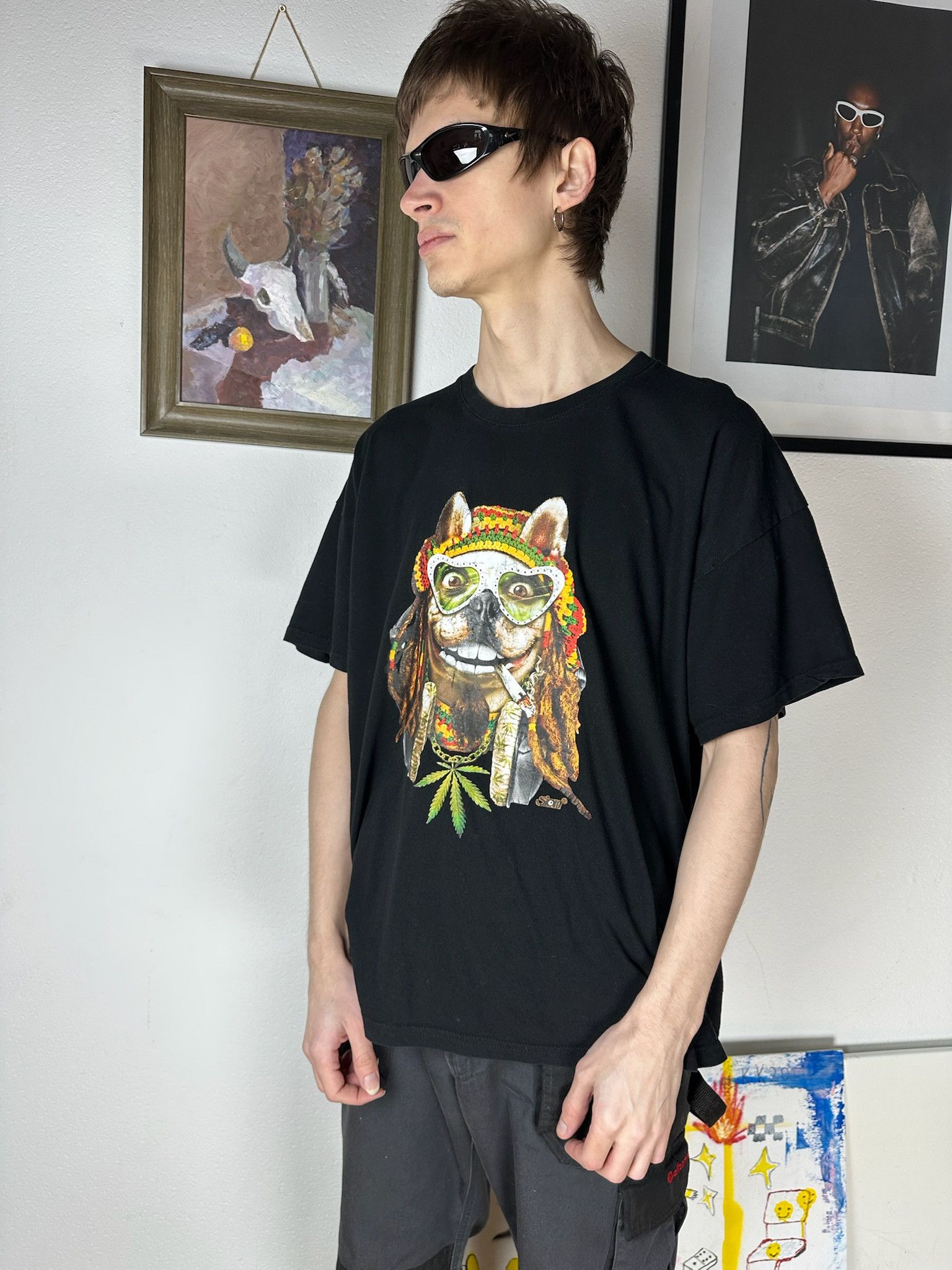 Band Tees Vintage Weed Rasta dog Drugs Tee Smoke Dope Cannabis y2k Size US L / EU 52-54 / 3 - 7 Thumbnail