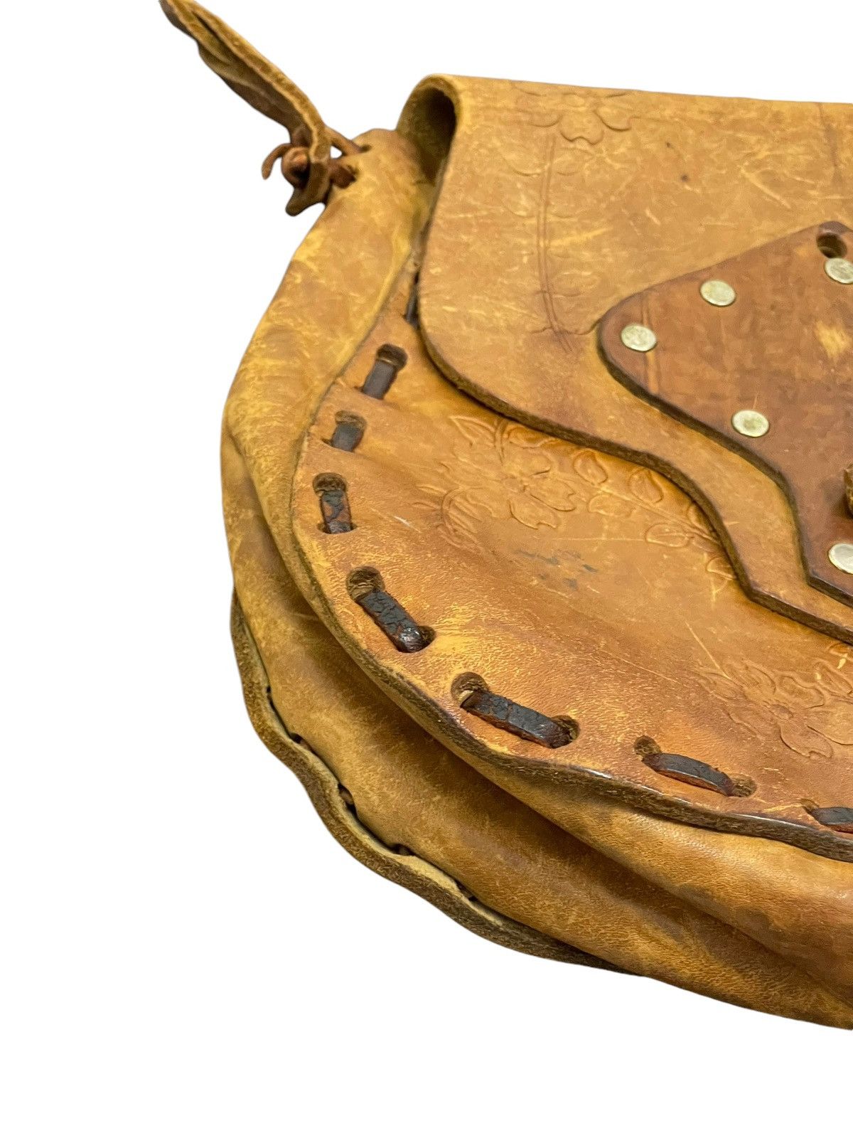 Genuine Leather Full Leather Patina Unknown Handmade Shoulder Bag 9🟩 Size ONE SIZE - 6 Thumbnail