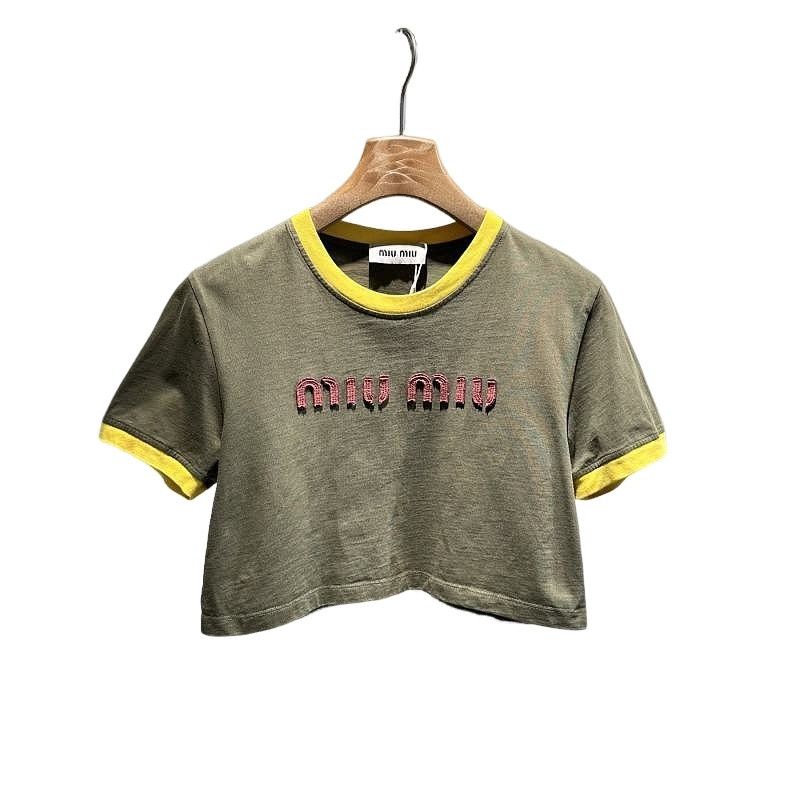 Miu Miu Miu Miu Logo Embroidered Crop Top Size M Size M / US 6-8 / IT 42-44 - 1 Thumbnail