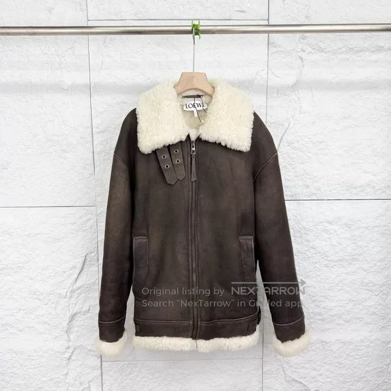 Loewe Loewe Brown Leather and Fur Zip-up Pilot Jacket Size US S / EU 44-46 / 1 - 1 Thumbnail