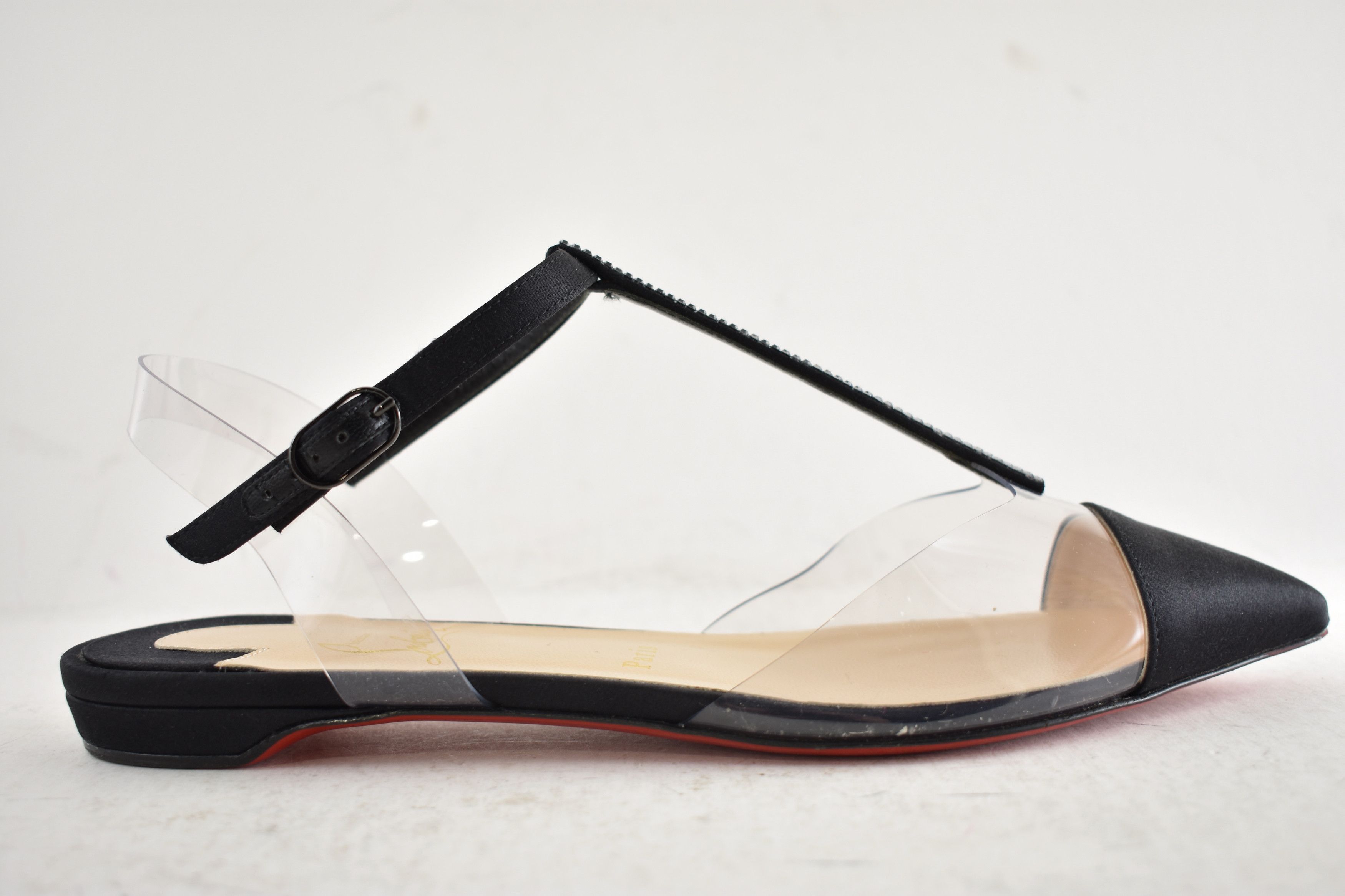 Christian Louboutin Nosy Strass PVC T Strap Pointed Ballerina Ballet Flat 37.5 Size US 7.5 / IT 37.5 - 2 Thumbnail