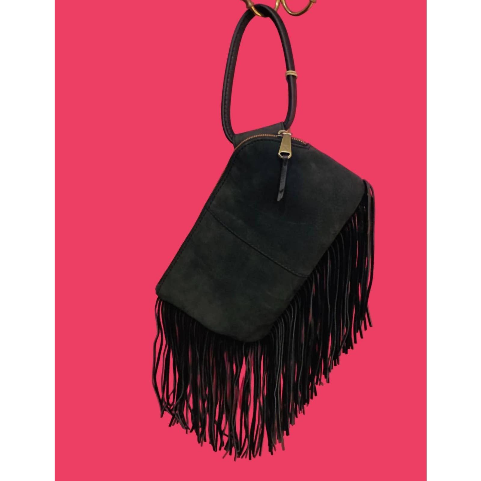 Hobo HOBO Fringed Velvet Hide Clutch In Black | Grailed