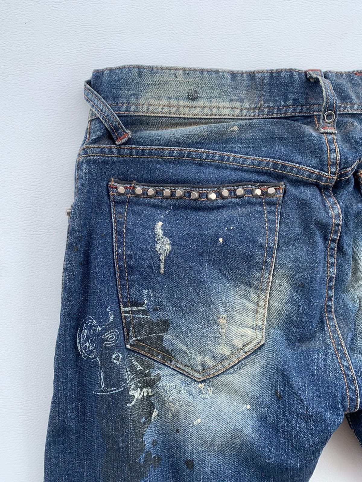 Japanese Brand Buckaroo Crazy Distressed Studded Japanese Slim Jeans Pants Size US 28 / EU 44 - 9 Thumbnail