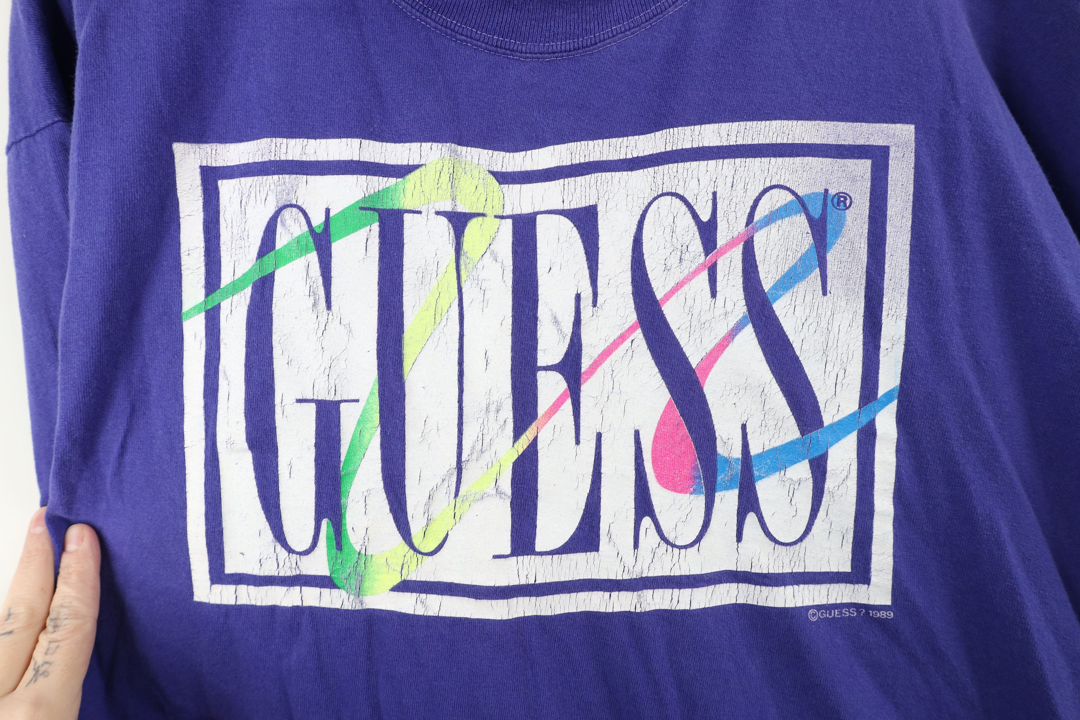Guess × Vintage Vintage 80s Guess Mock Neck Boxy Fit Cropped T-Shirt USA Size ONE SIZE - 4 Thumbnail