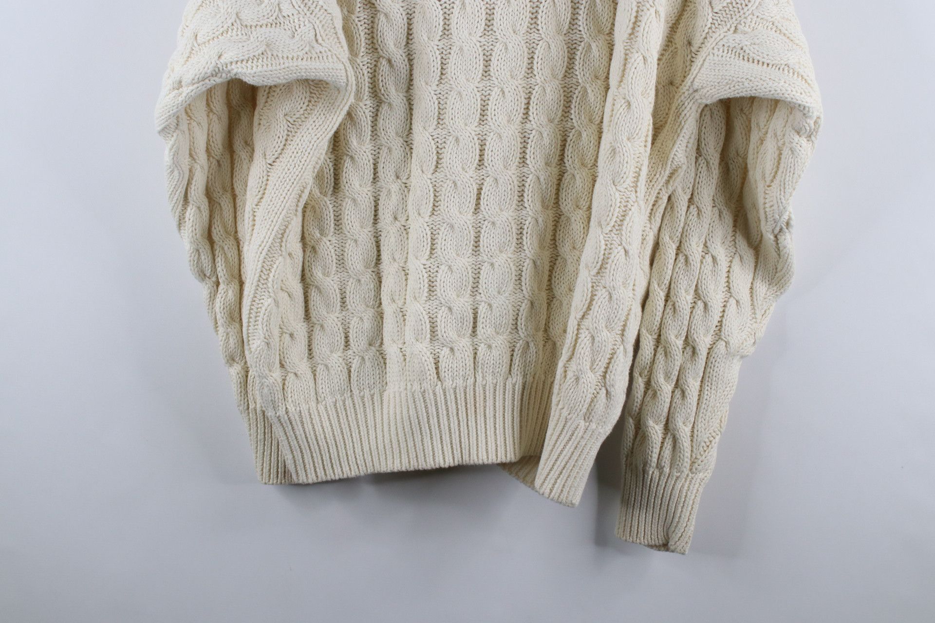 Gap × Vintage Vintage 90s Gap Chunky Cable Knit Cardigan Sweater Cream Size US L / EU 52-54 / 3 - 8 Thumbnail