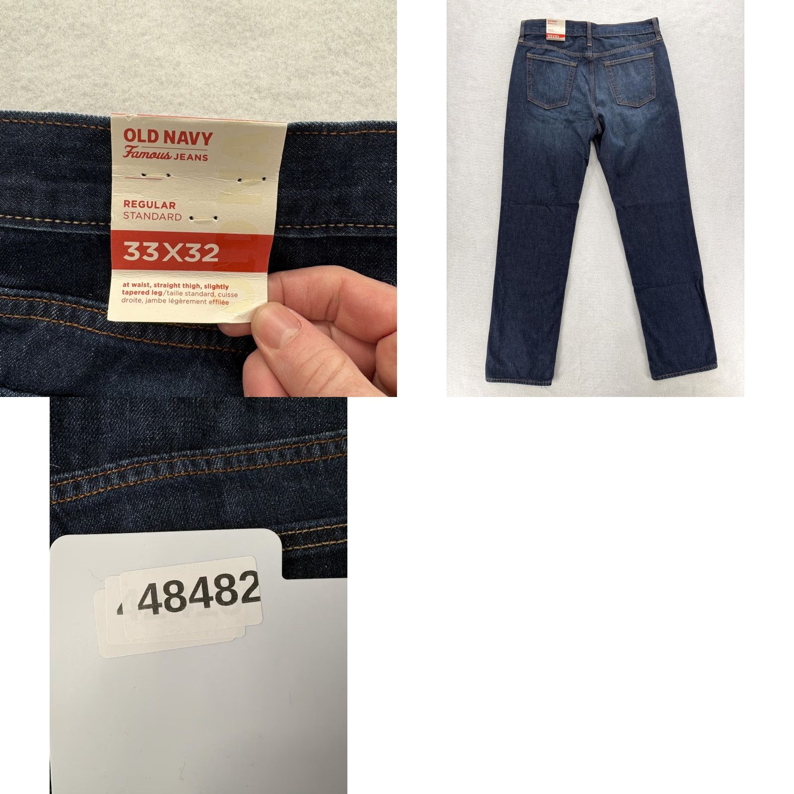 Old Navy Old Navy Jeans Mens 33x32 Regular Standard Fit Blue Dark Wash Denim Tapered NWT Size US 33 - 9 Thumbnail