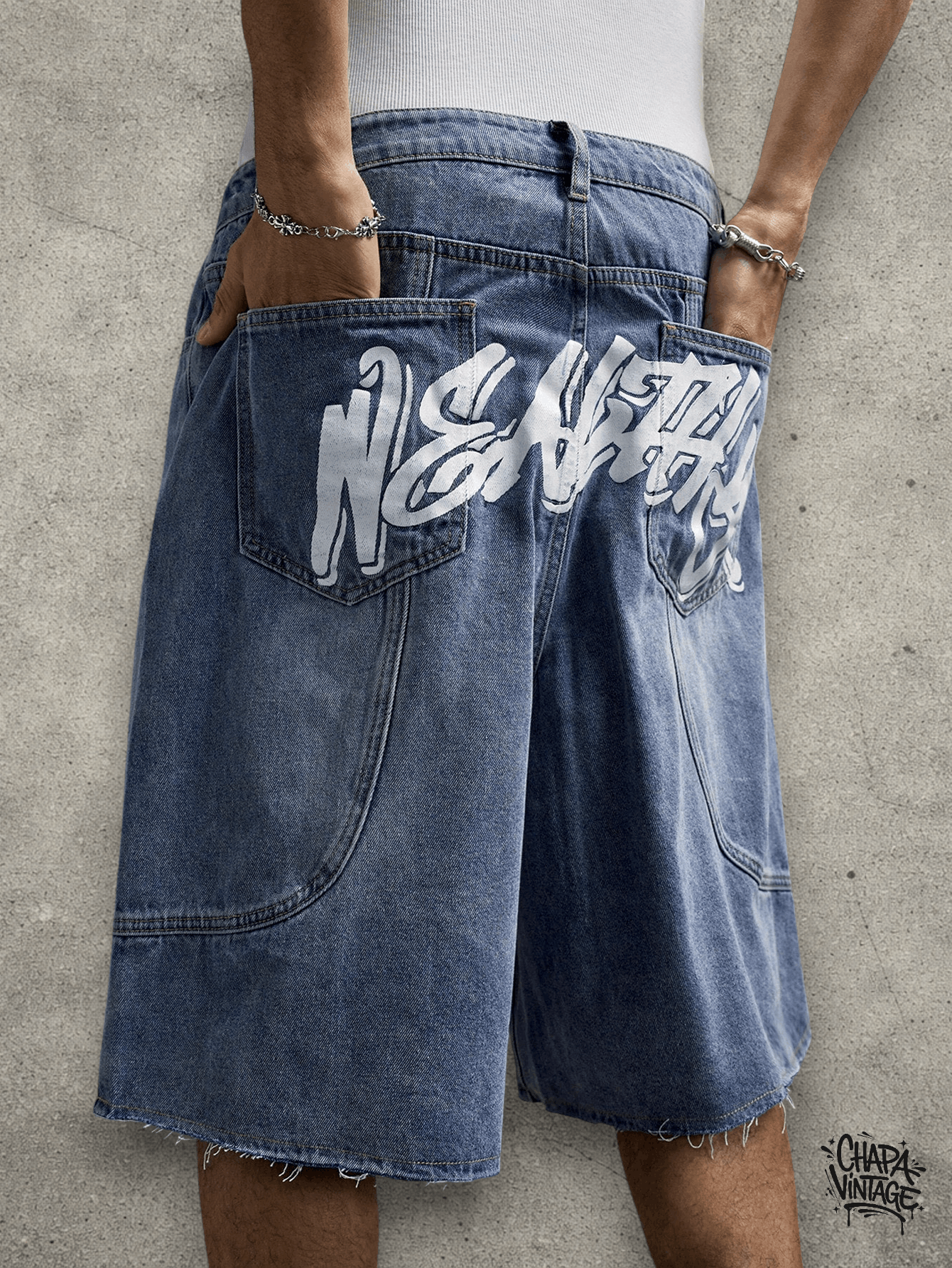 Vintage Distressed denim jorts Size US 32 / EU 48 - 4 Thumbnail