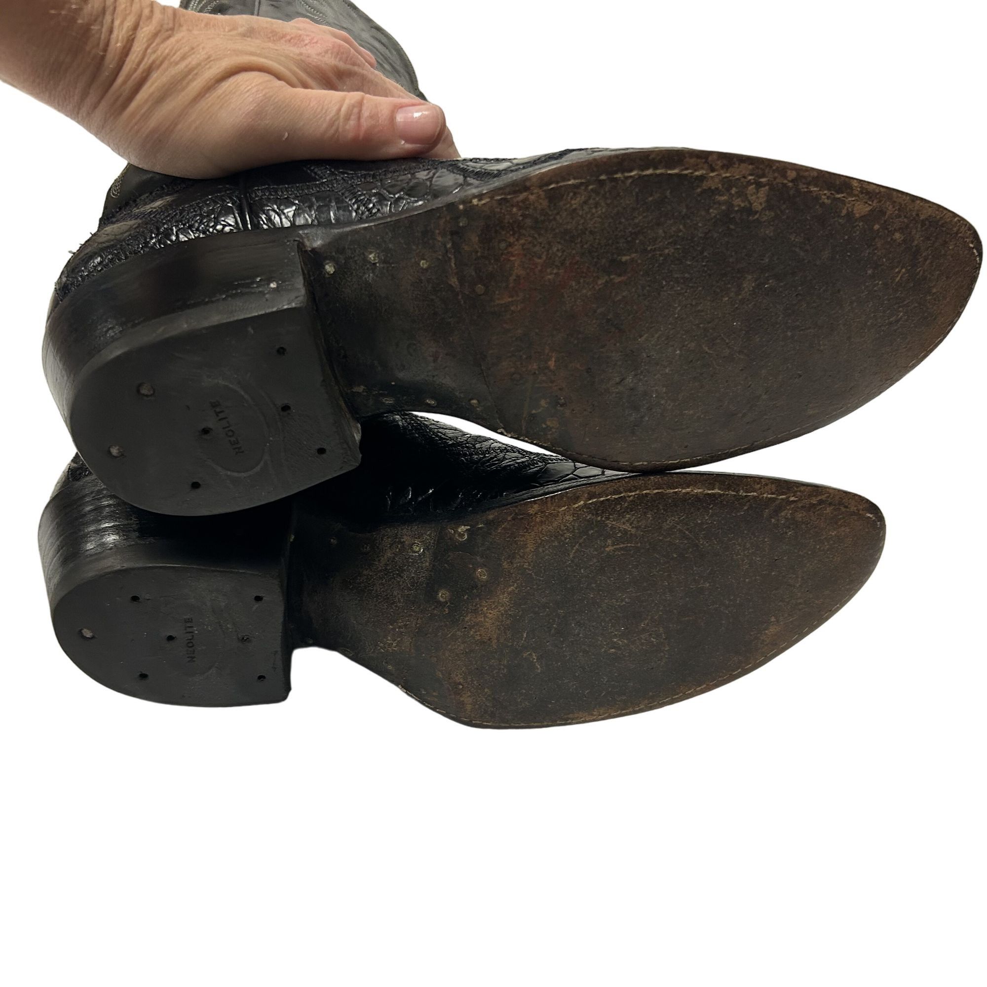 Justin Vtg Justin Leather Cowboy Western ALLIGATOR BELLY Skin Boots Size US 8.5 / EU 41-42 - 5 Thumbnail