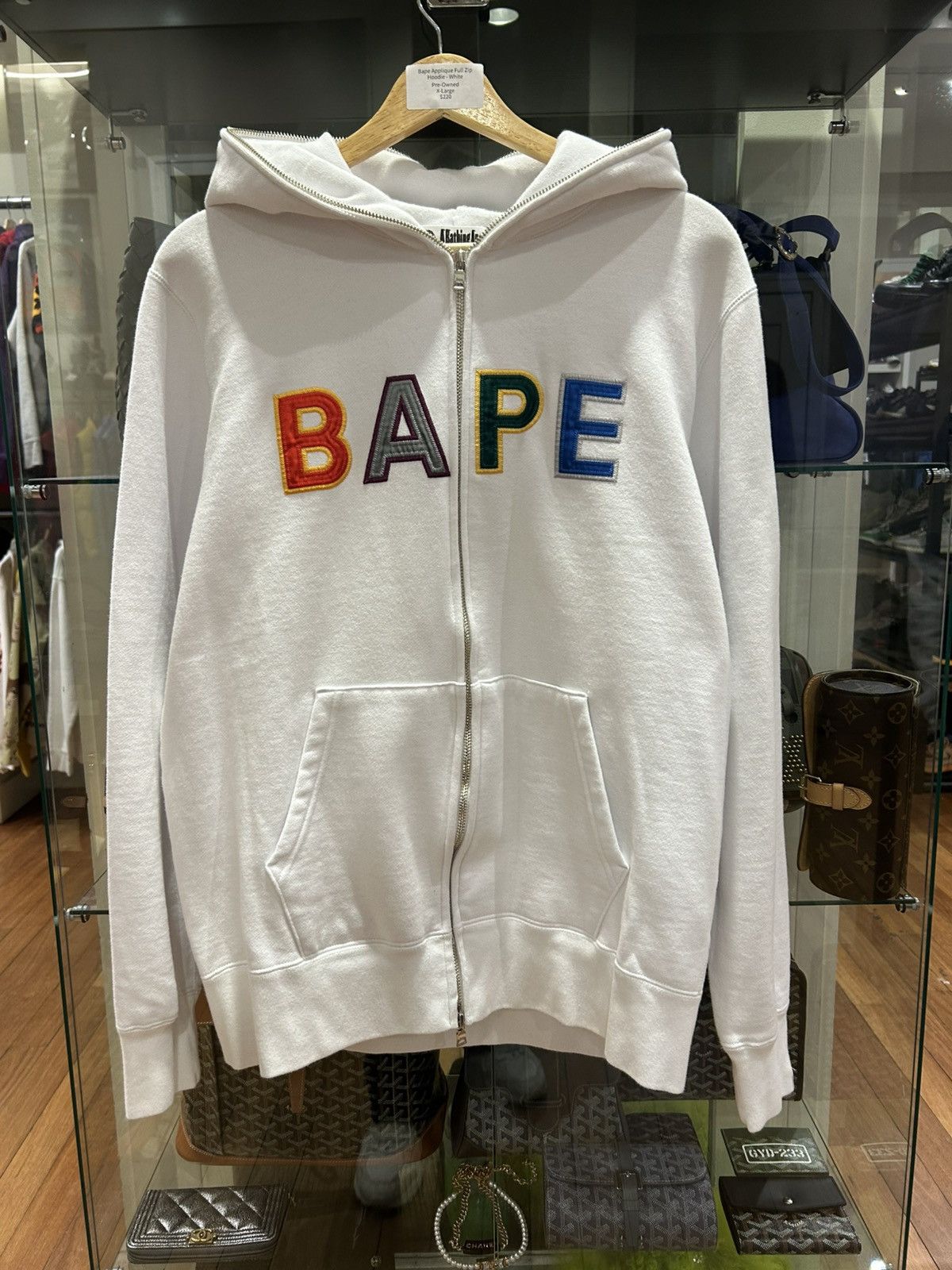 Bape Bape Appliqué Full Zip Hoodie - White Size US XL / EU 56 / 4 - 1 Thumbnail