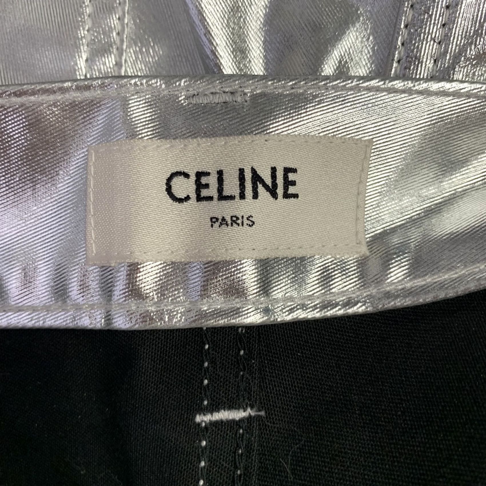 Celine CELINE Size 29 Silver Metallic Cotton Blend Jean Cut Casual Pants Size US 29 - 3 Thumbnail