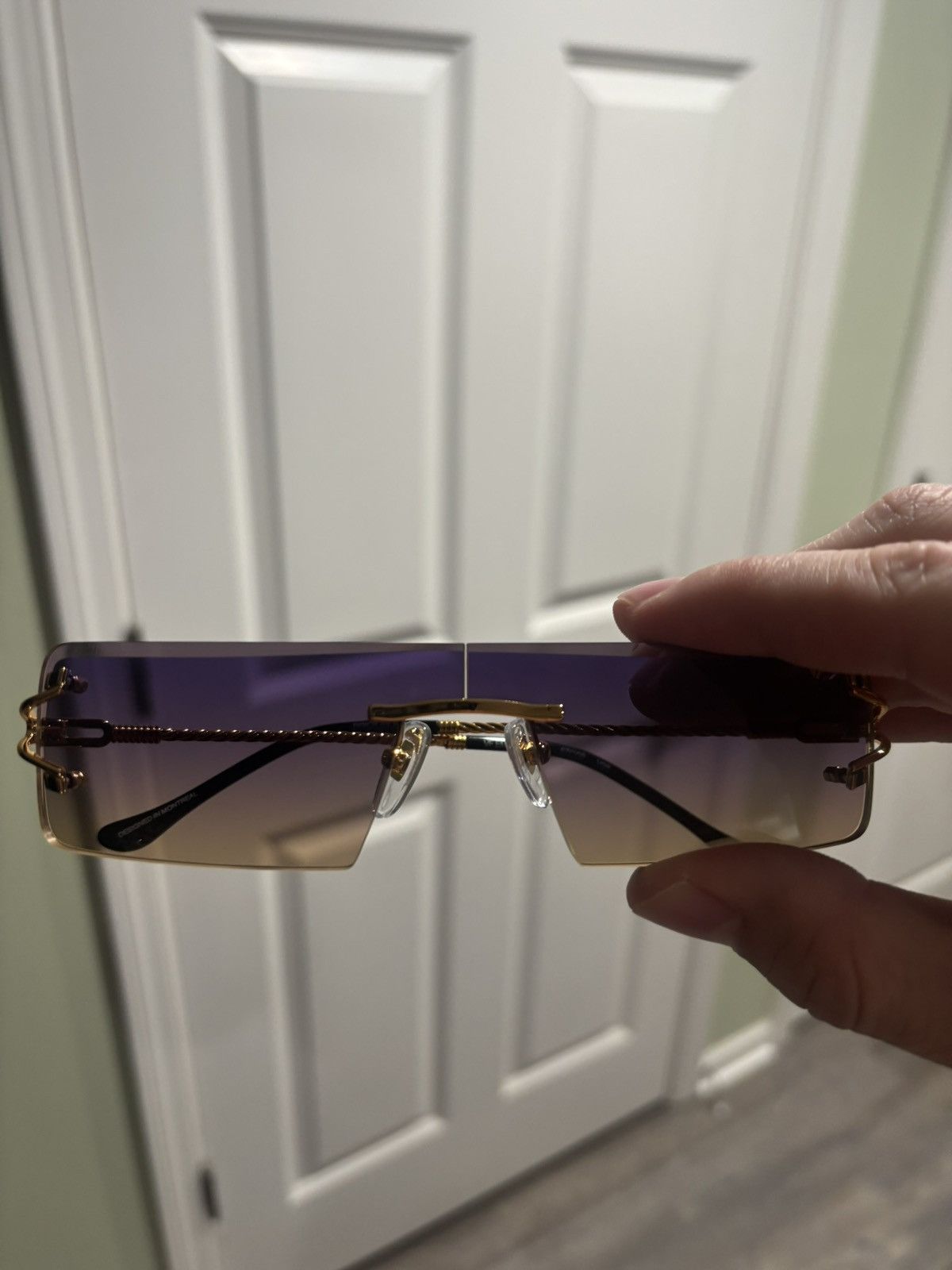 Vintage Frames Company EMPIRE RIMLESS DRILL MOUNT 24KT GOLD Size ONE SIZE - 1 Thumbnail
