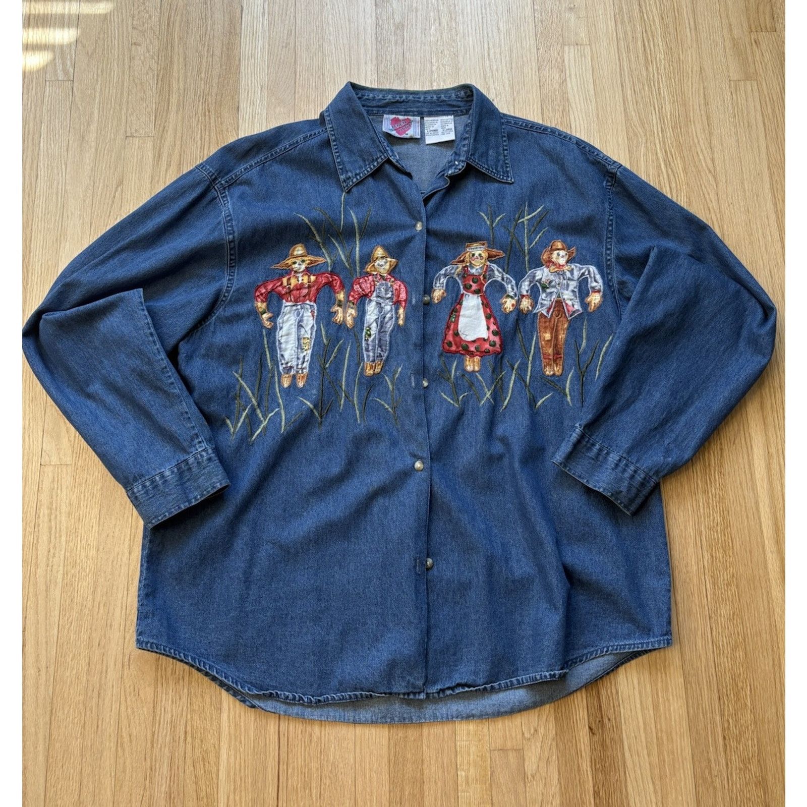 Other Womens Sz XL Karen Scott Denim Shirt Autumn Embroidered Size XL / US 12-14 / IT 48-50 - 1 Thumbnail
